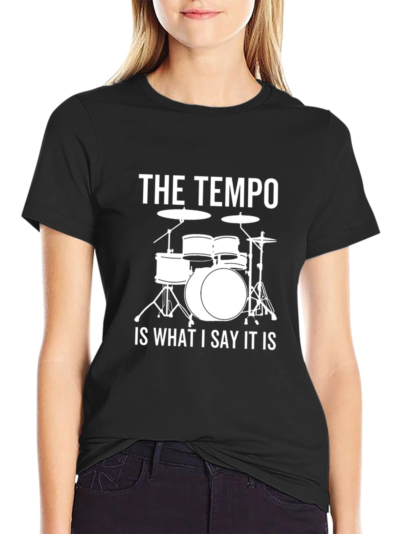 Tempo Drummer Black T-Shirt - Funny Music Tee