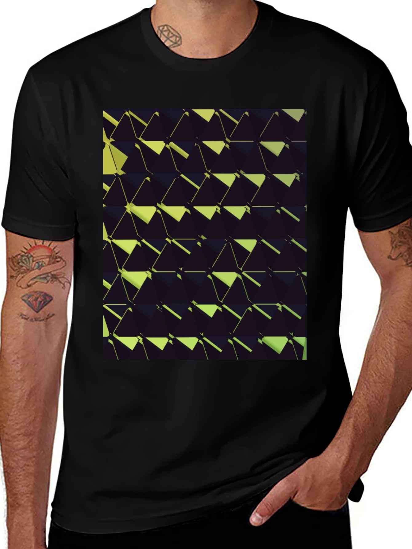 Abstract Geometric T-Shirt - Black