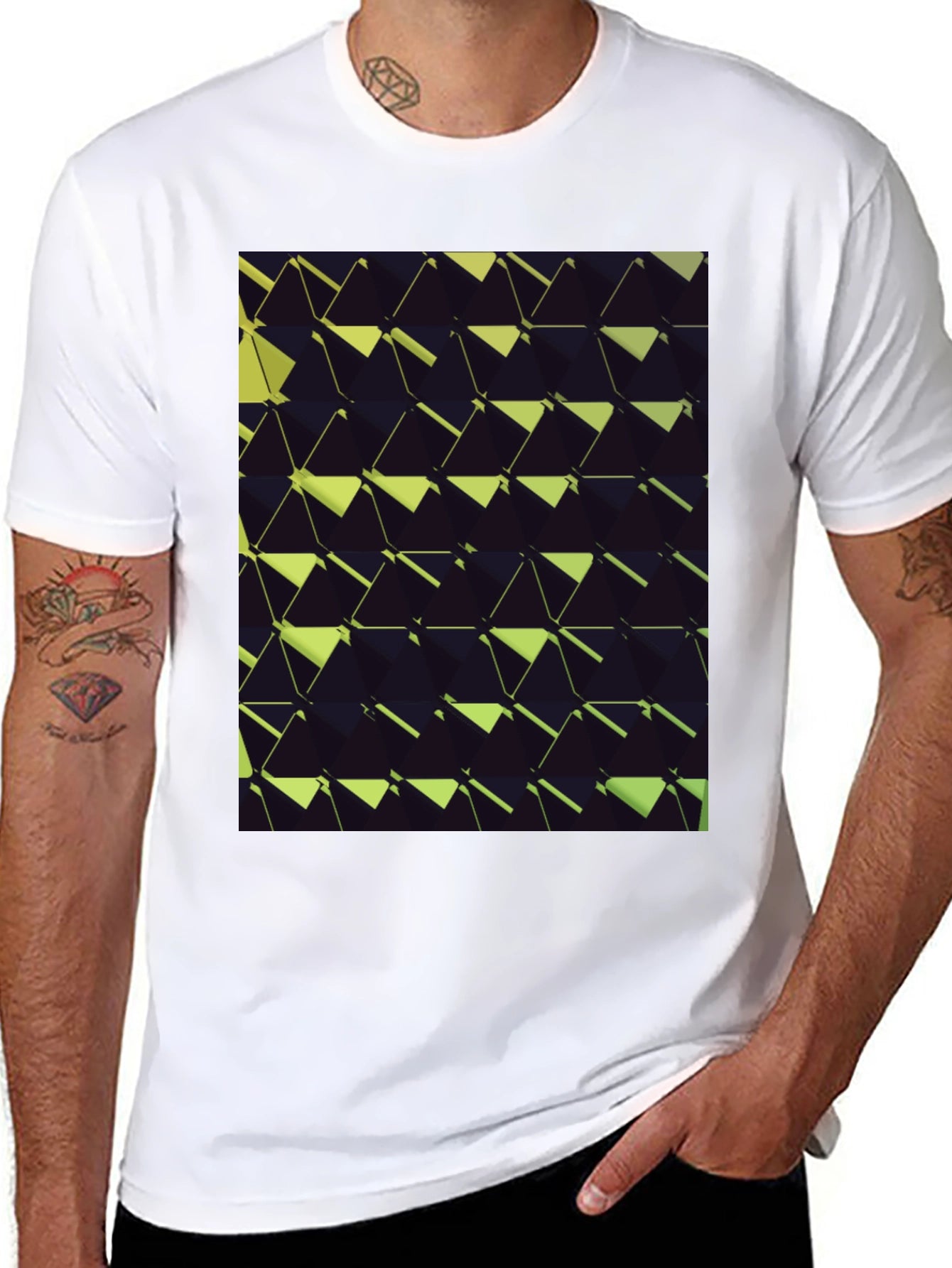 Abstract Geometric T-Shirt - Black