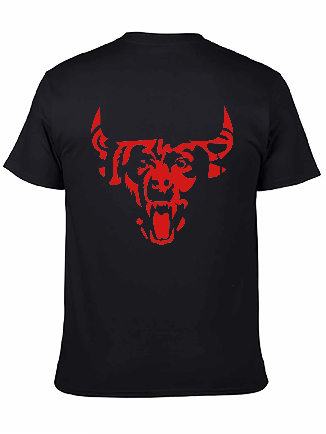 Mens Black T-Shirt with Red Bull Graphic