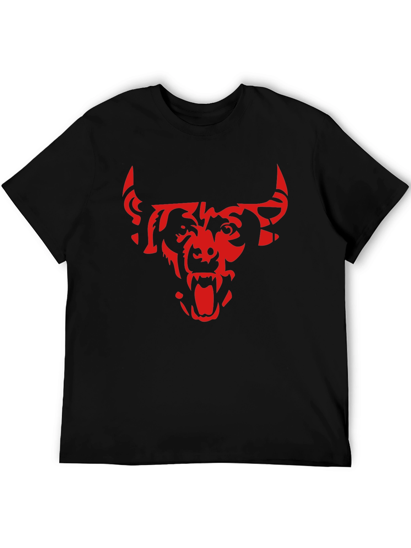 Mens Black T-Shirt with Red Bull Graphic