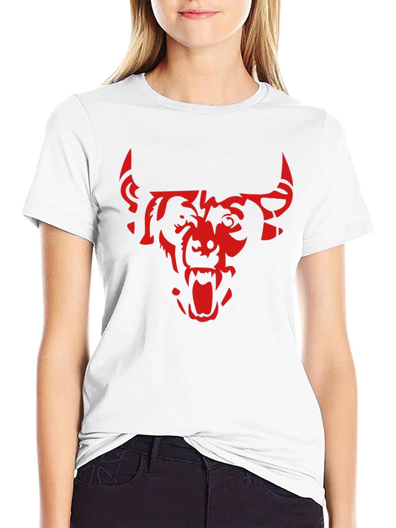 Mens Black T-Shirt with Red Bull Graphic