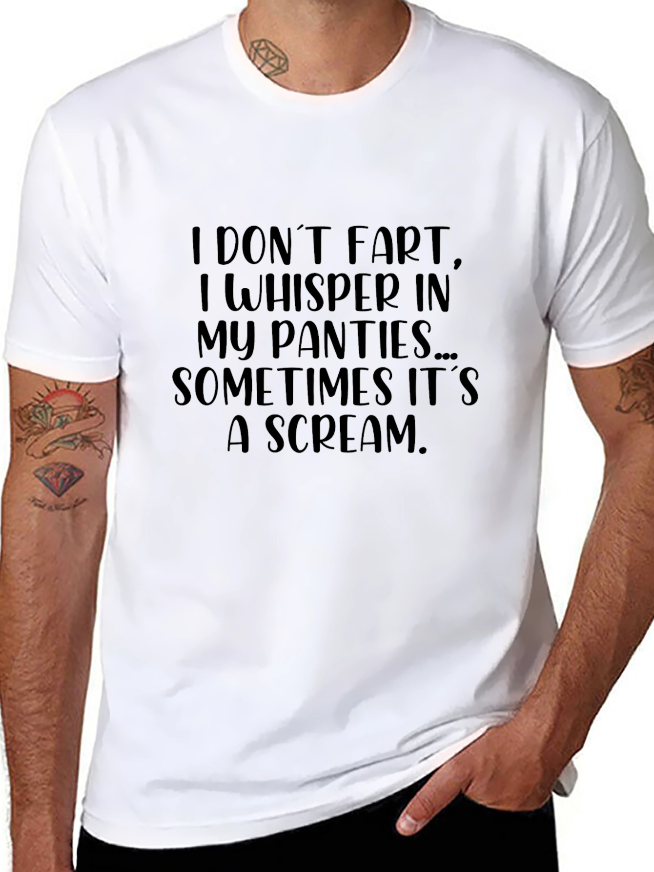 Funny Fart Whisper Scream Tee - Black