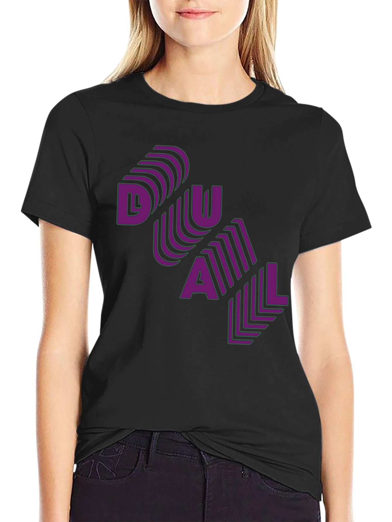 Dual T-Shirt - Purple Text Design