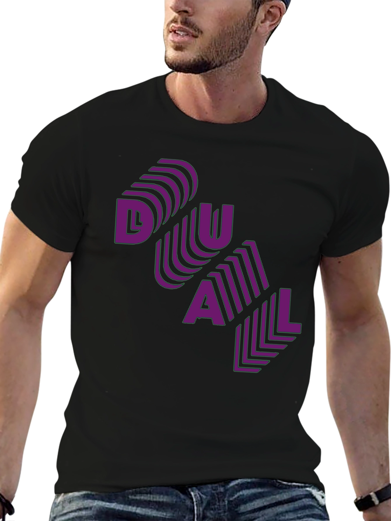 Dual T-Shirt - Purple Text Design