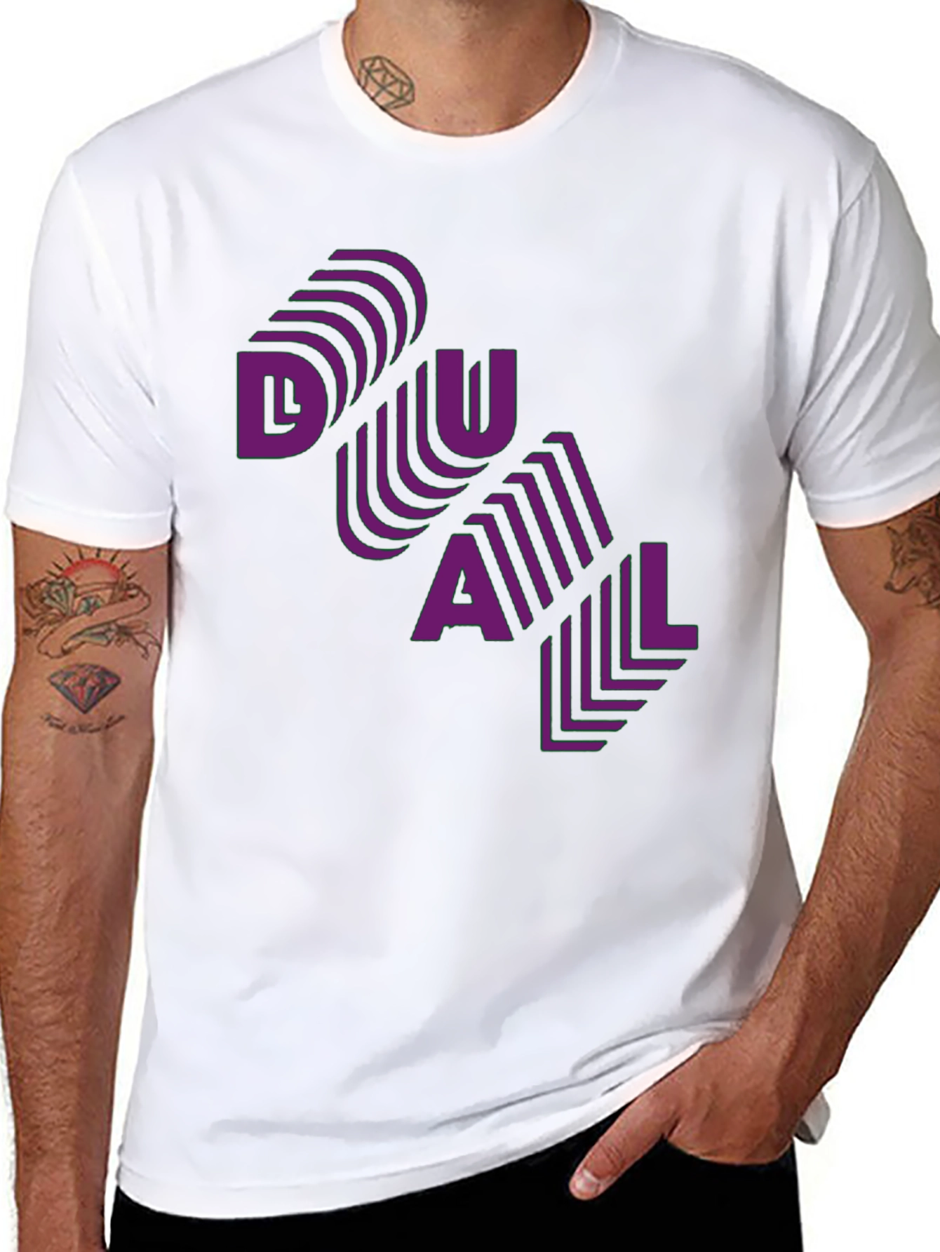 Dual T-Shirt - Purple Text Design