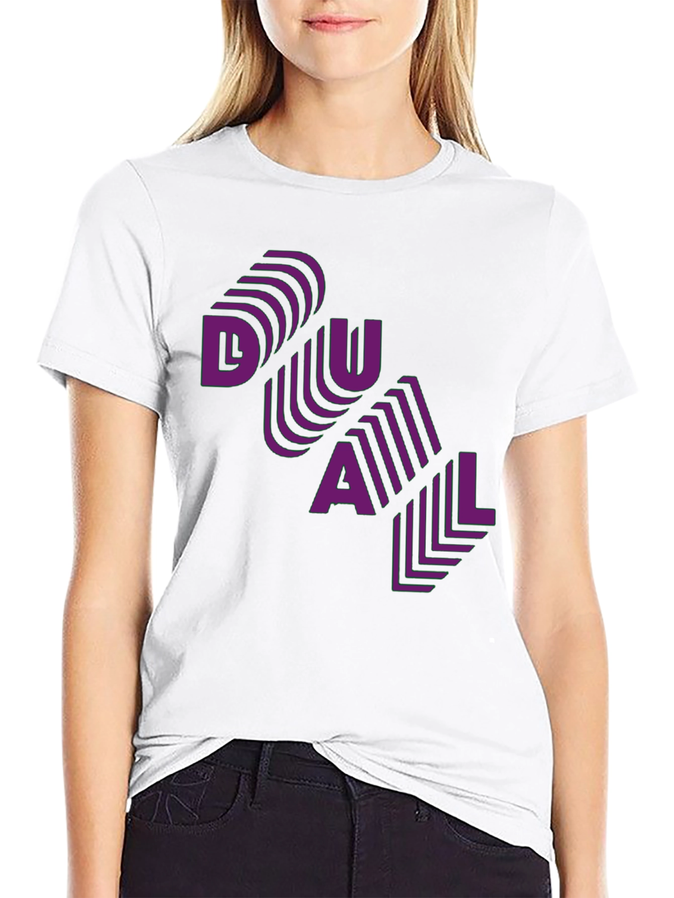 Dual T-Shirt - Purple Text Design