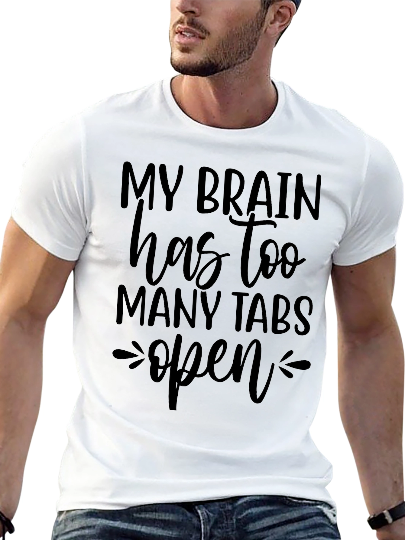My Brain Has Too Many Tabs Open Black T-Shirt