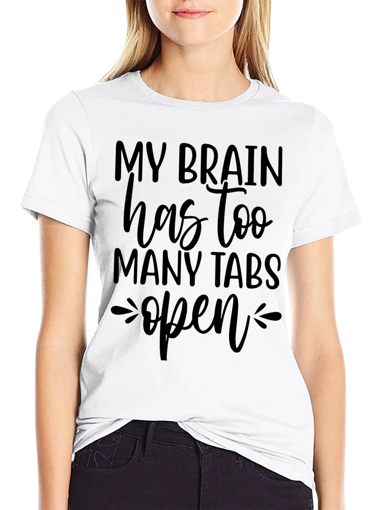 My Brain Has Too Many Tabs Open Black T-Shirt