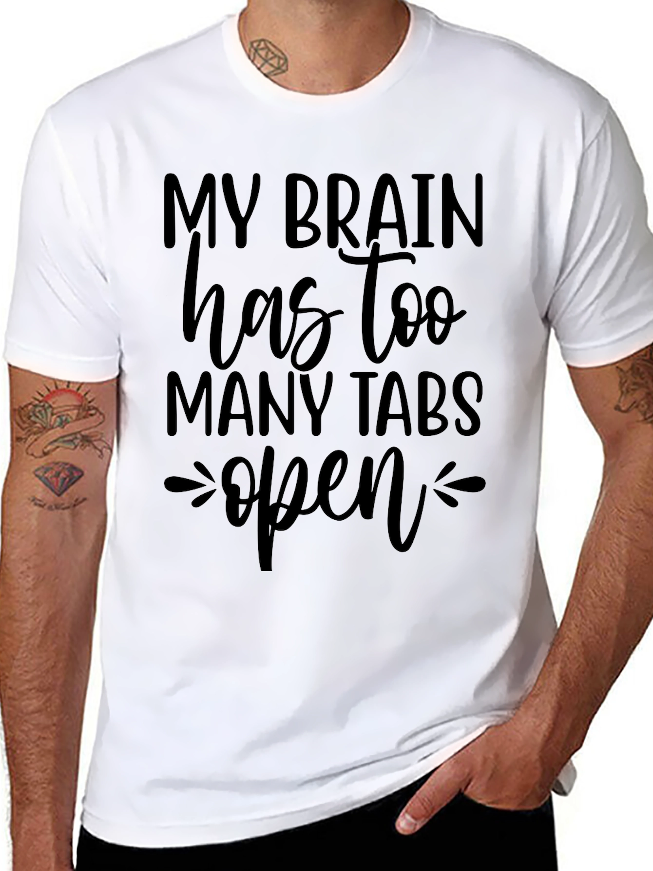 My Brain Has Too Many Tabs Open Black T-Shirt