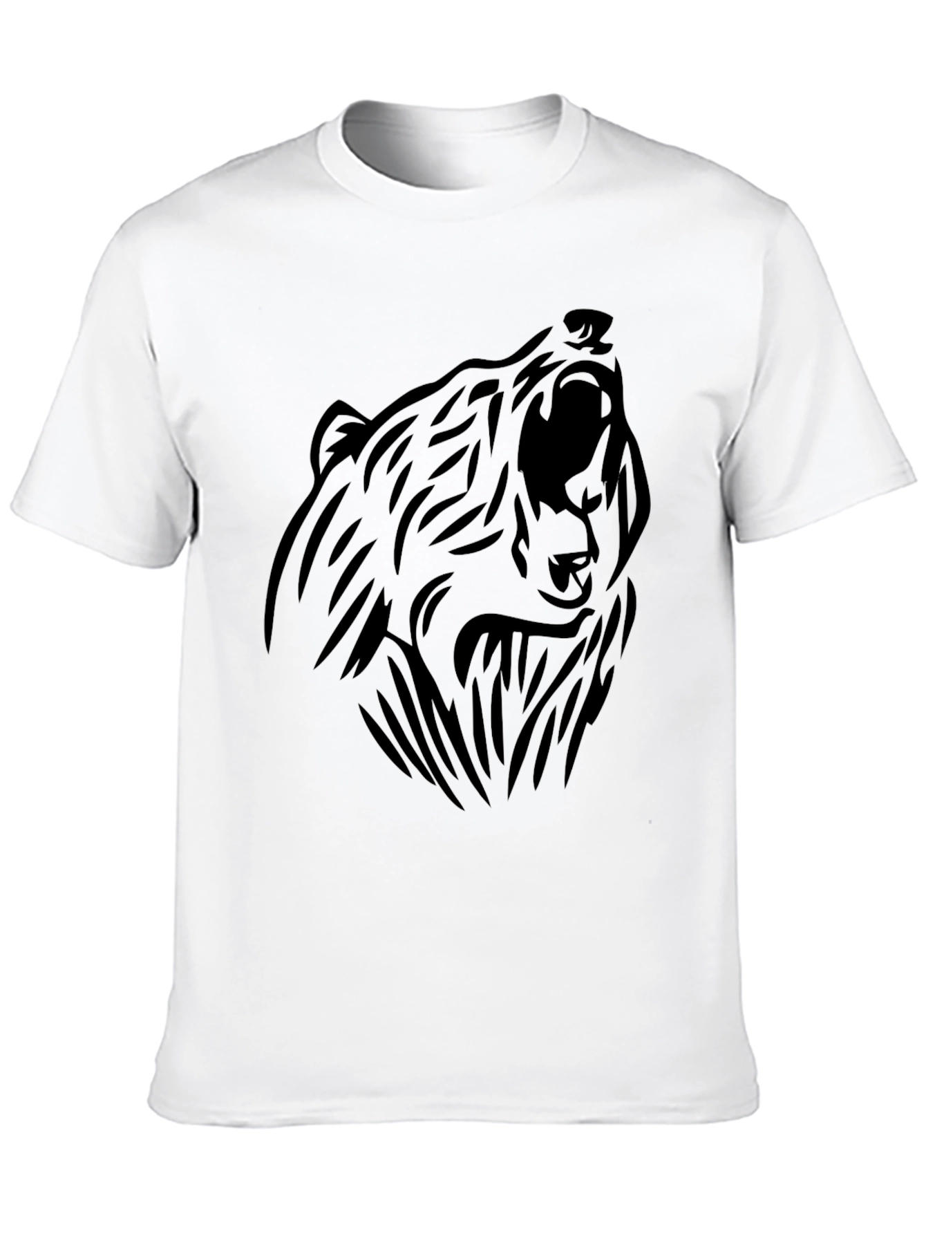 Bear Graphic T-Shirt - Black Tribal Design Tee