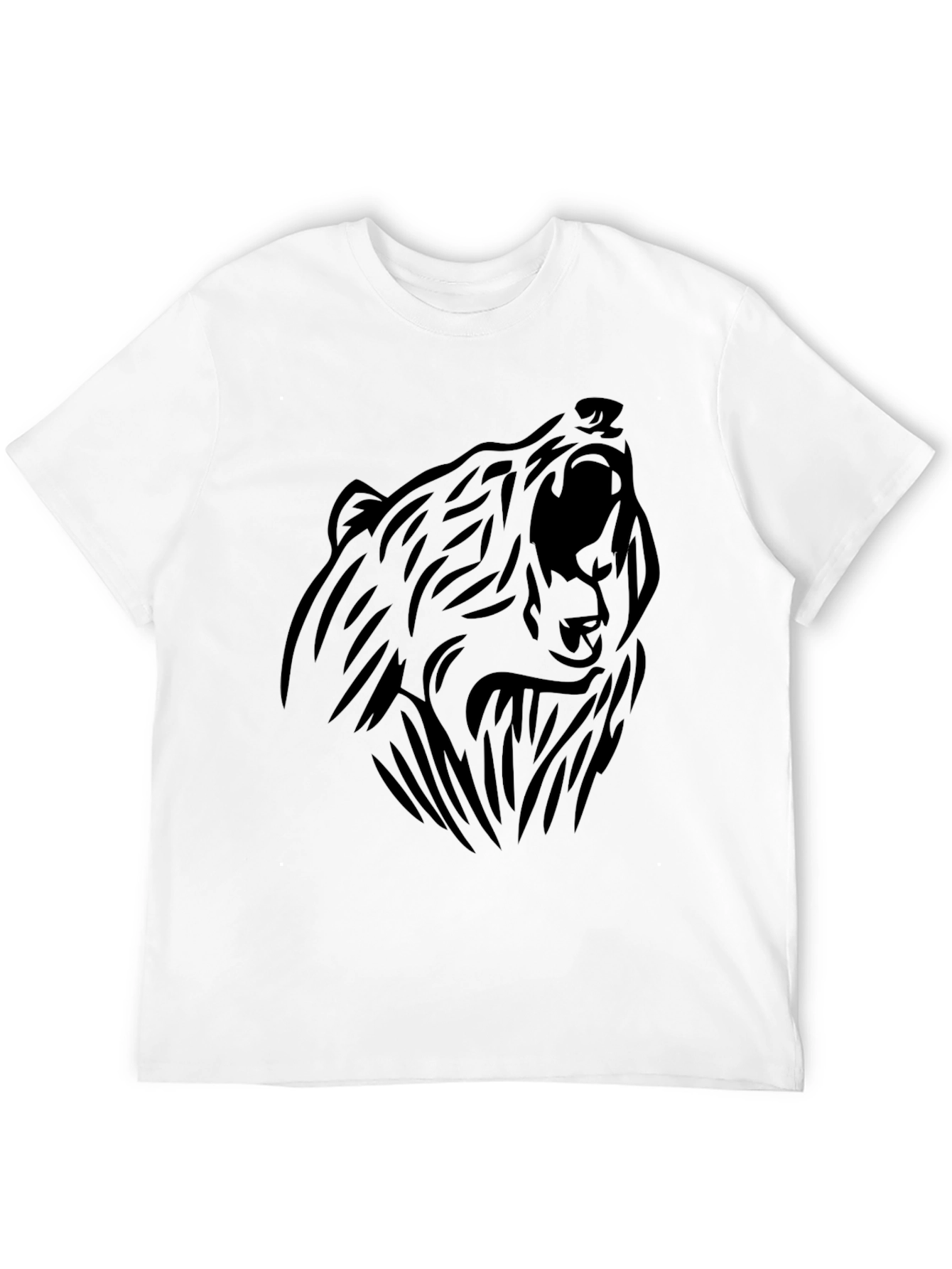 Bear Graphic T-Shirt - Black Tribal Design Tee