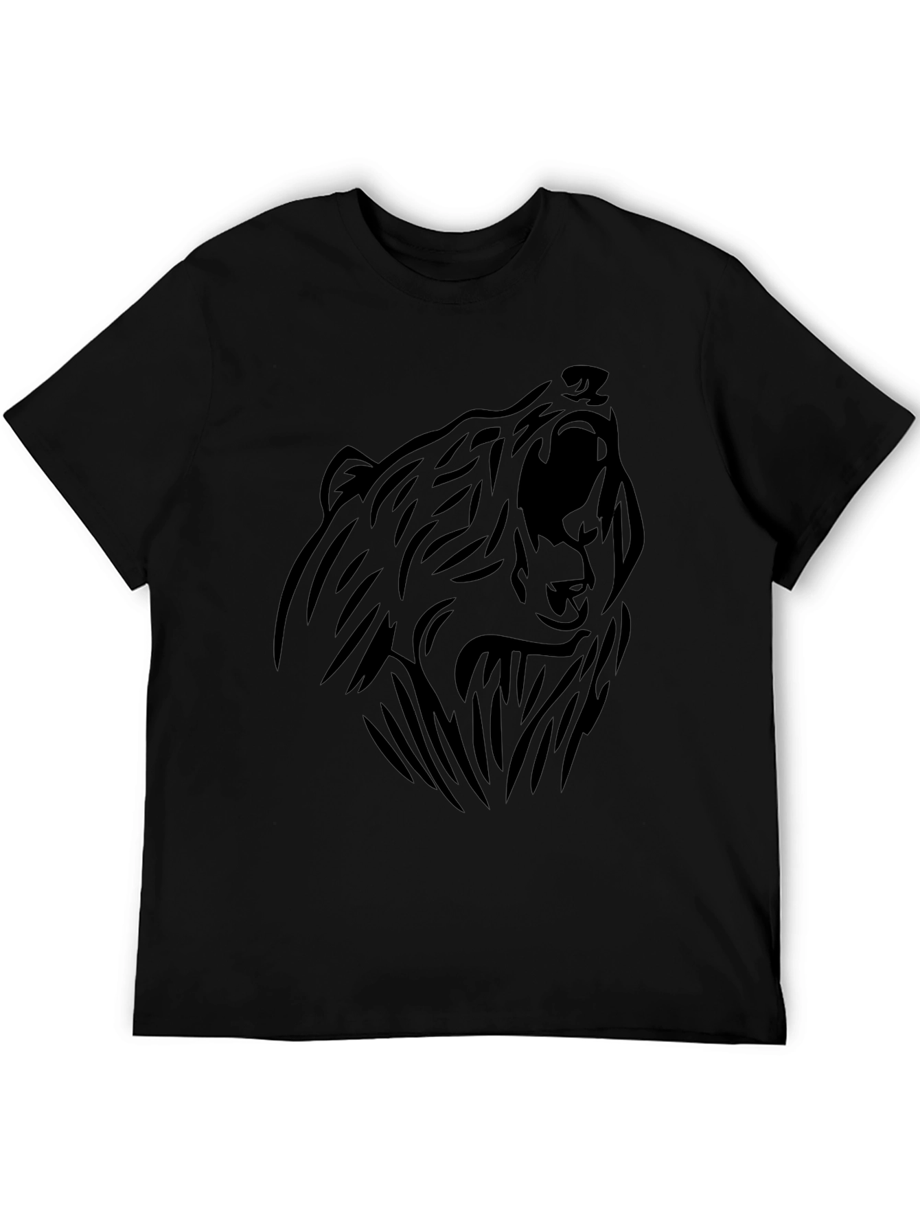 Bear Graphic T-Shirt - Black Tribal Design Tee