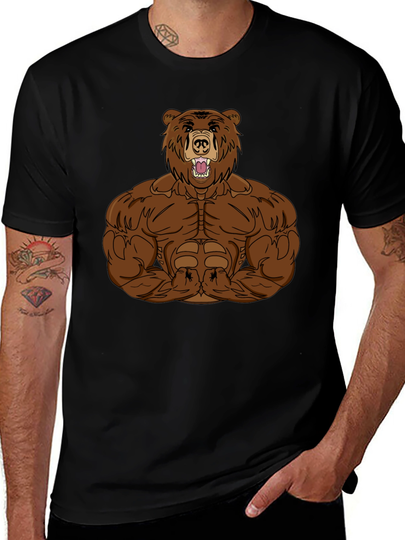 Muscle Bear Graphic T-Shirt - Mens Black Tee
