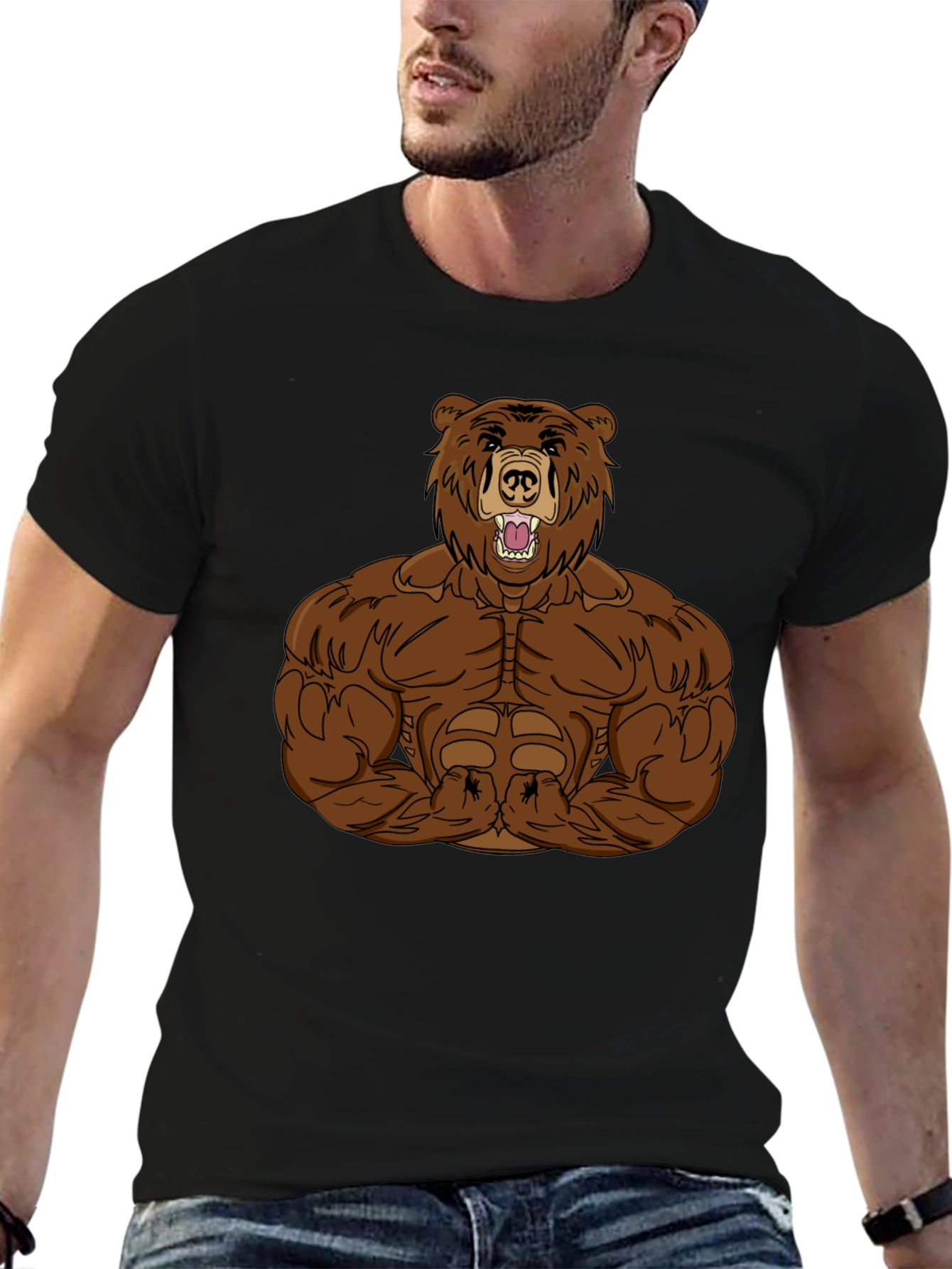 Muscle Bear Graphic T-Shirt - Mens Black Tee