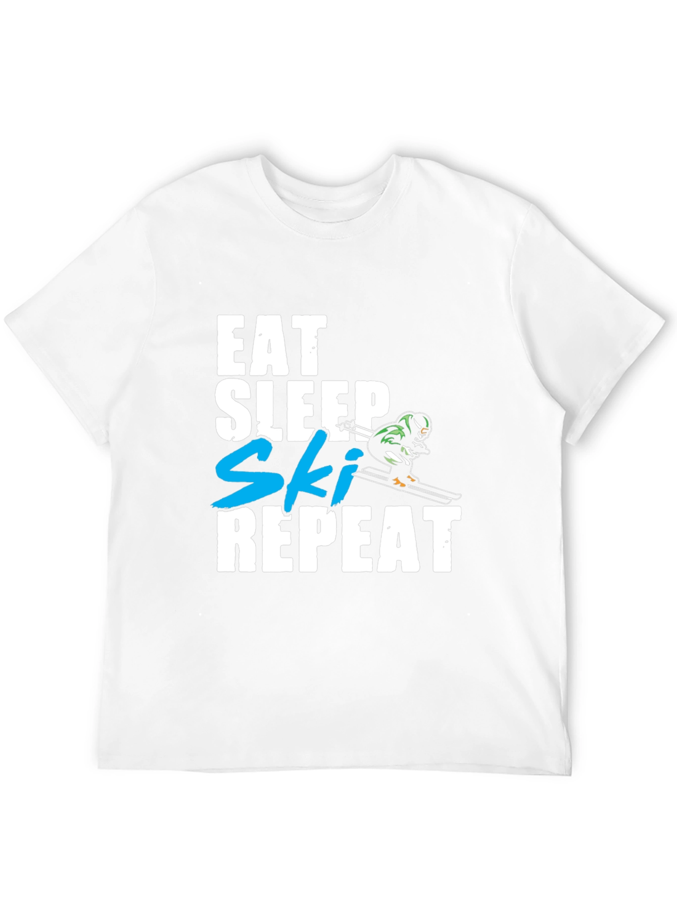 Eat Sleep Ski Repeat Graphic T-Shirt - Black