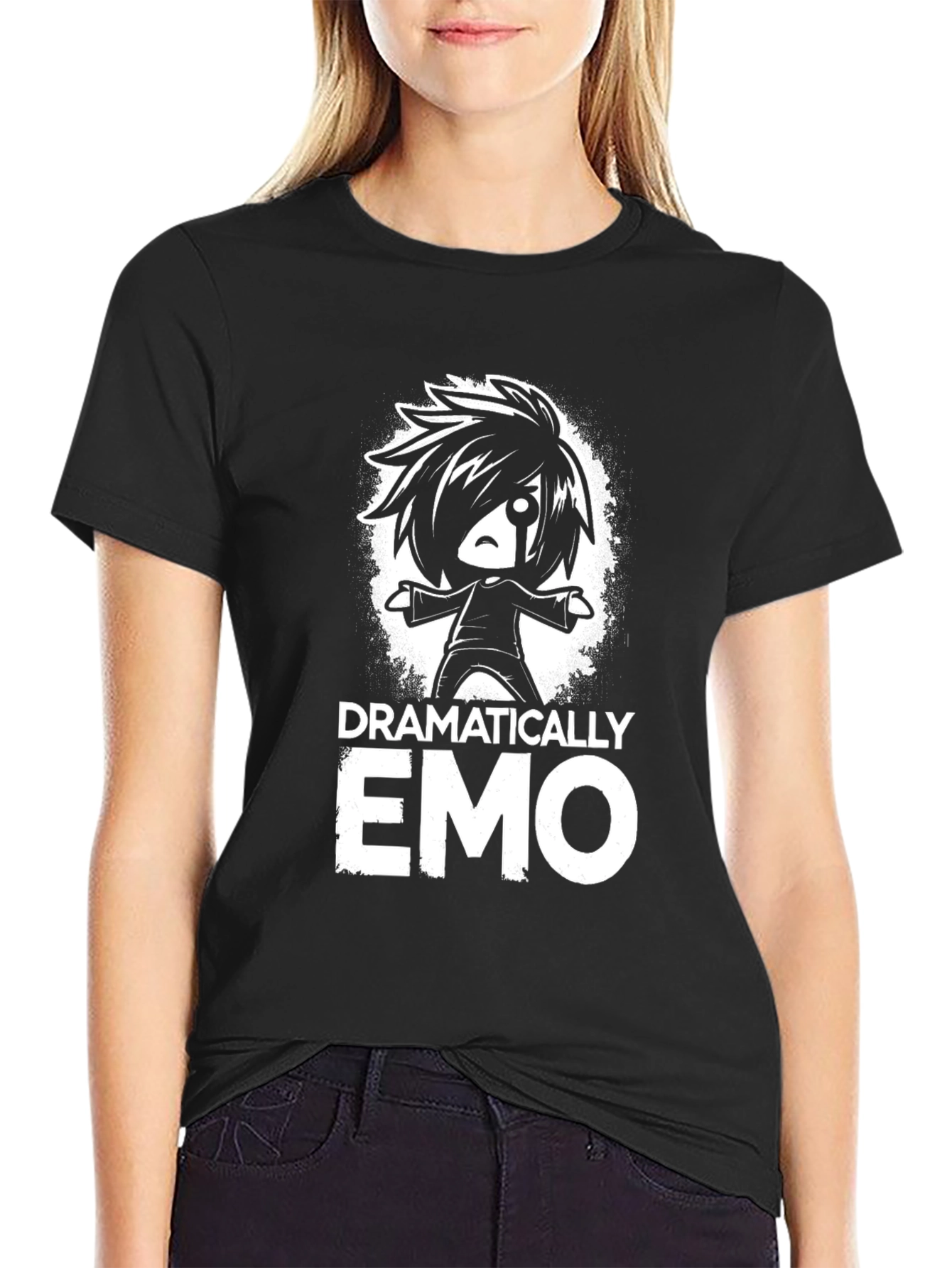 Dramatically Emo Graphic T-Shirt - Black
