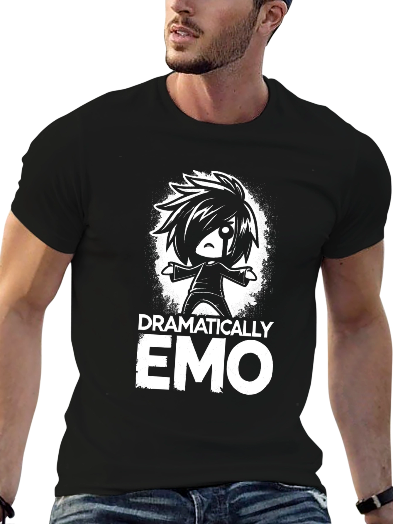 Dramatically Emo Graphic T-Shirt - Black