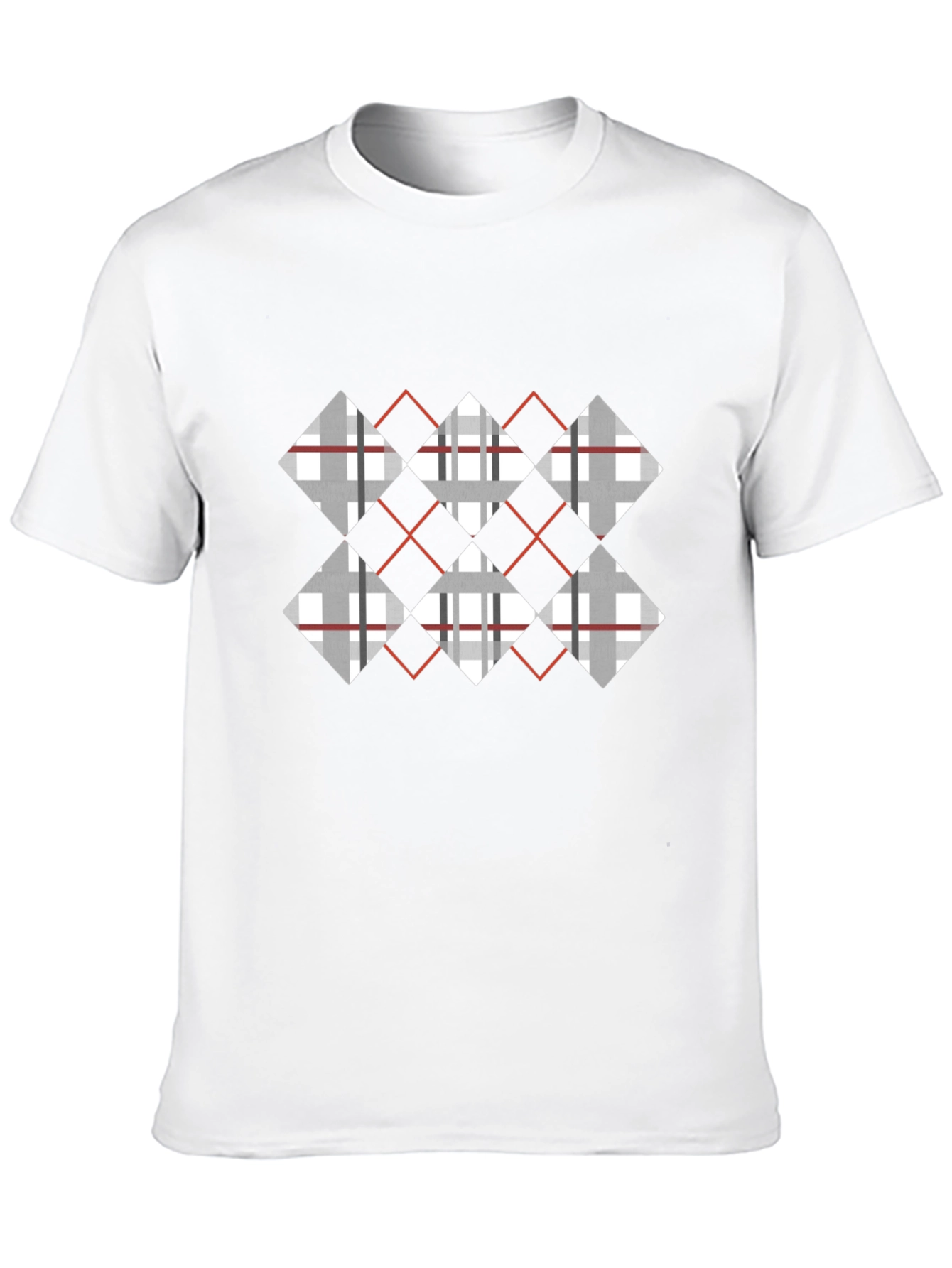 Argyle Diamond Pattern Black T-Shirt