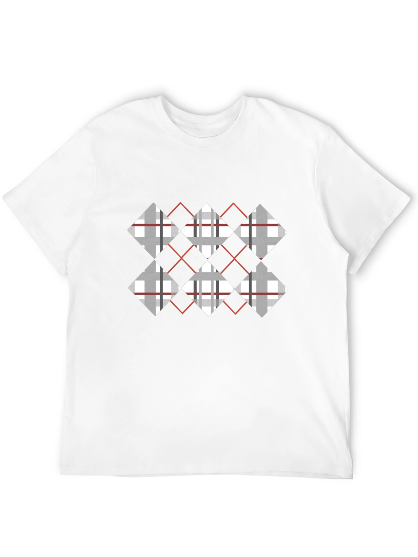 Argyle Diamond Pattern Black T-Shirt
