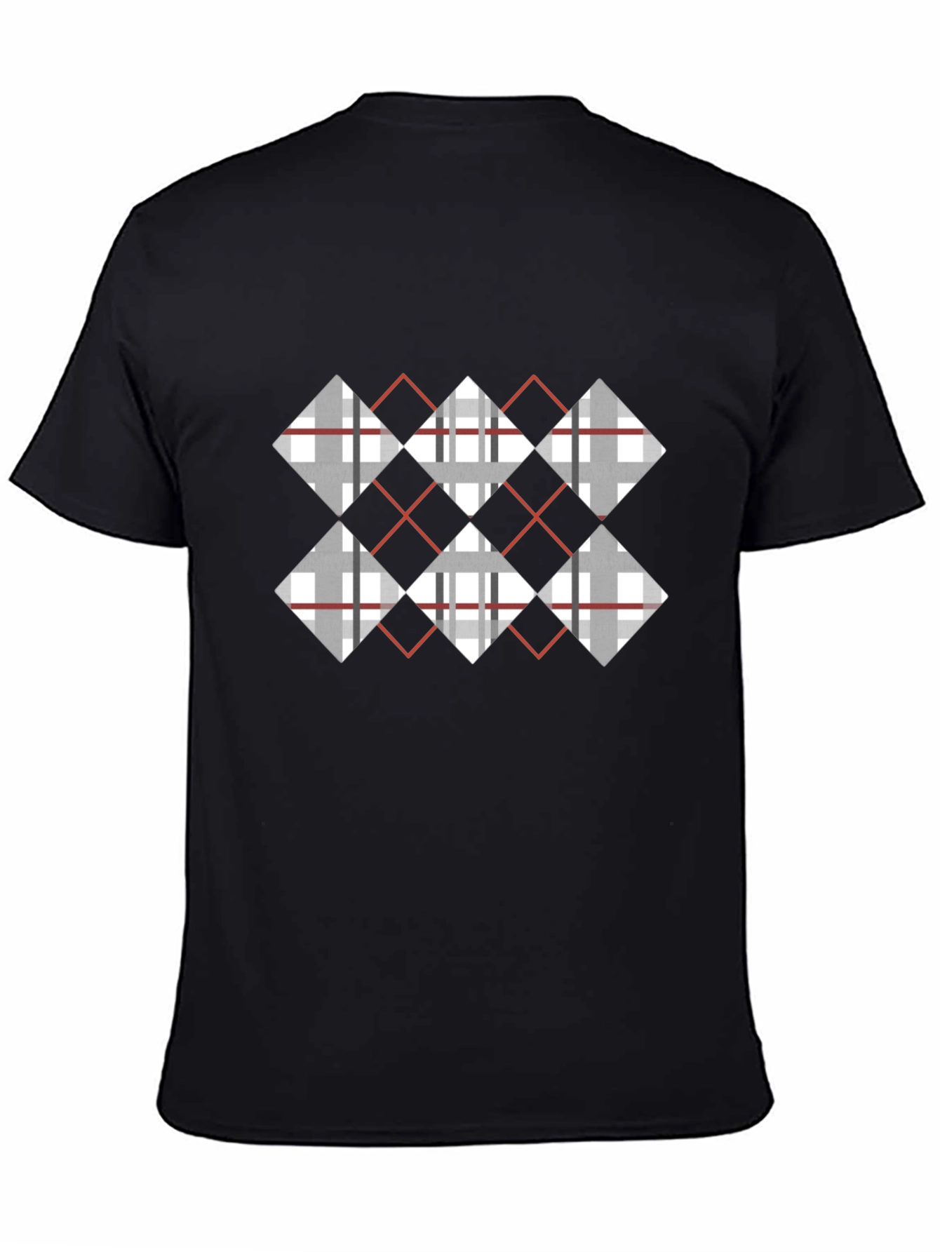 Argyle Diamond Pattern Black T-Shirt