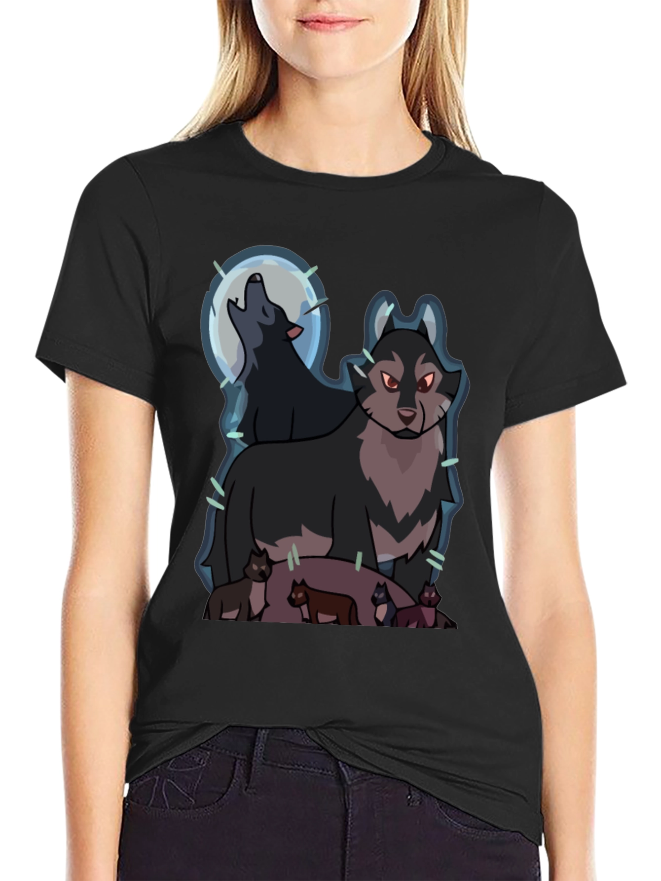 Wolf Pack Graphic Tee - Mens Black T-Shirt