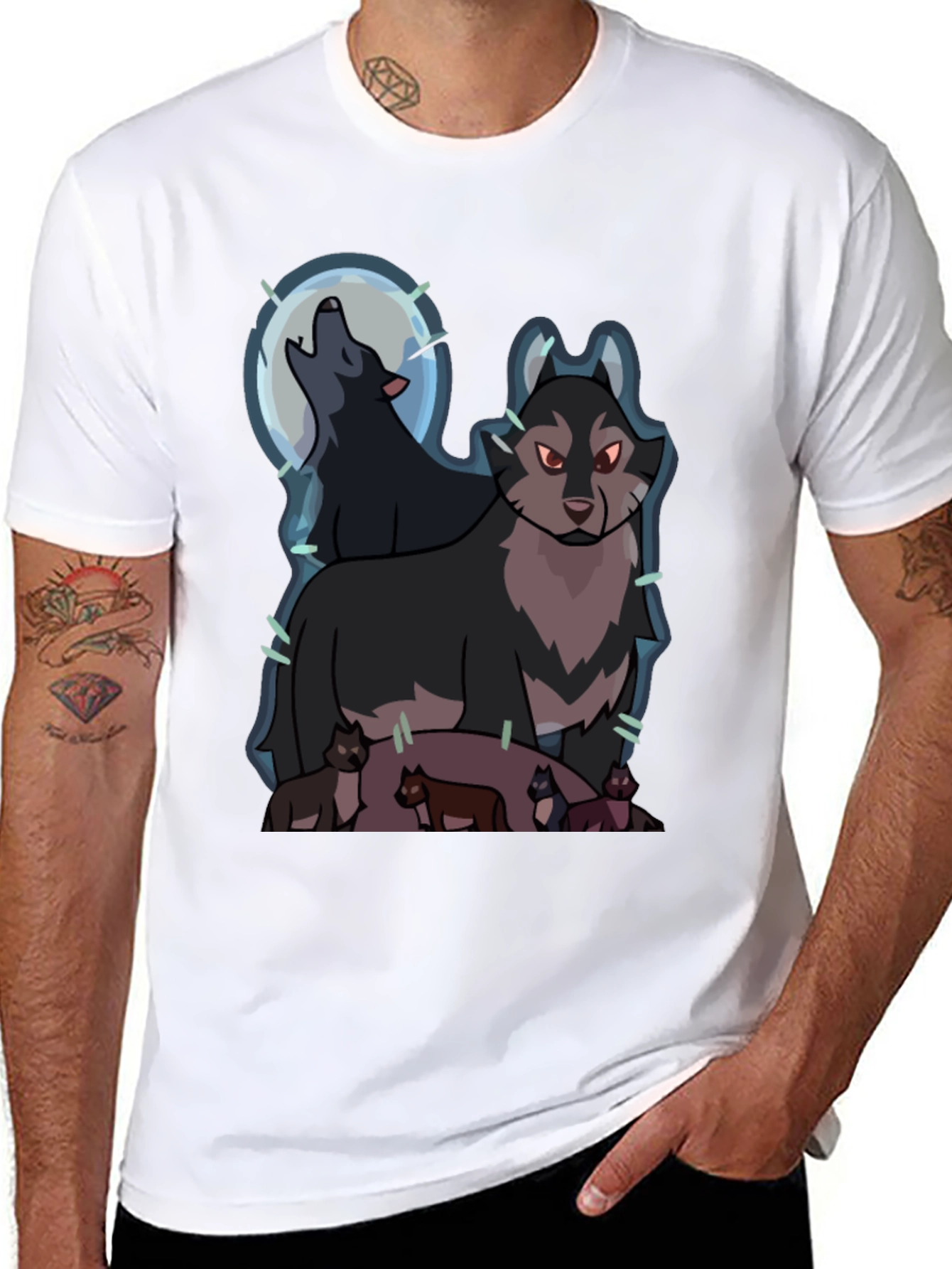 Wolf Pack Graphic Tee - Mens Black T-Shirt
