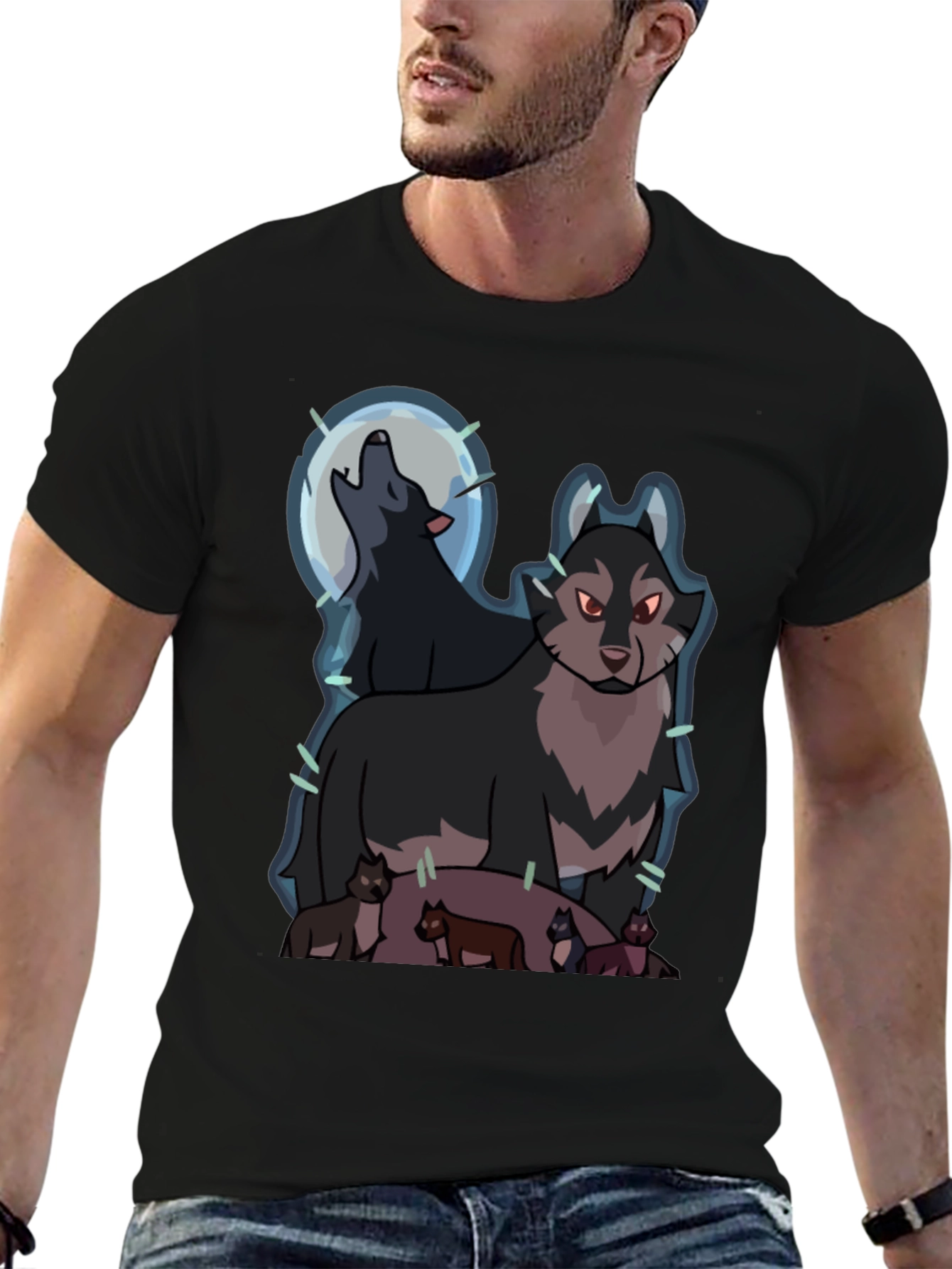 Wolf Pack Graphic Tee - Mens Black T-Shirt