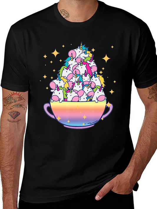Unicorns in Teacup T-Shirt - Magical Rainbow Design