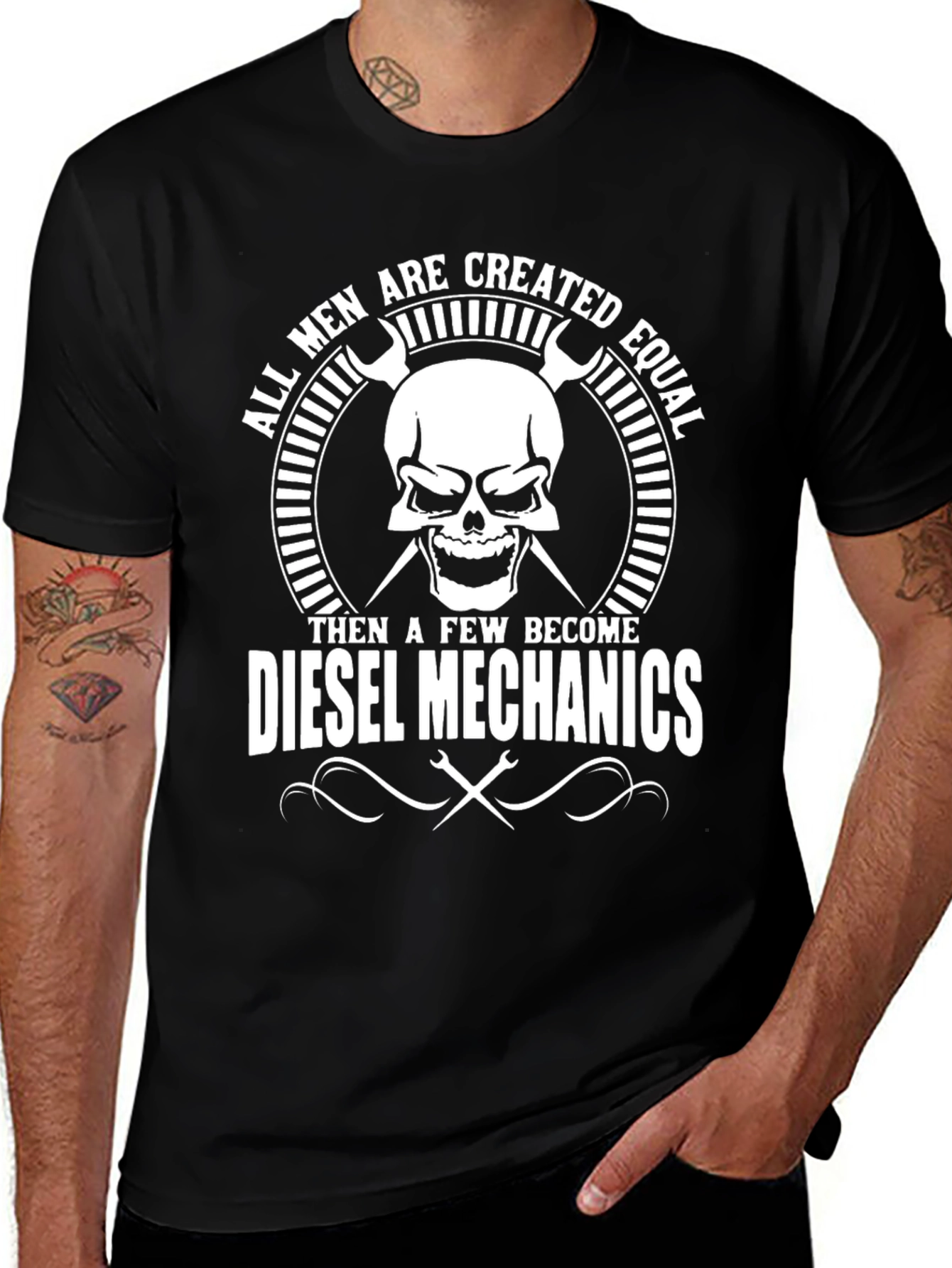 Diesel Mechanics Skull Graphic T-Shirt - Black