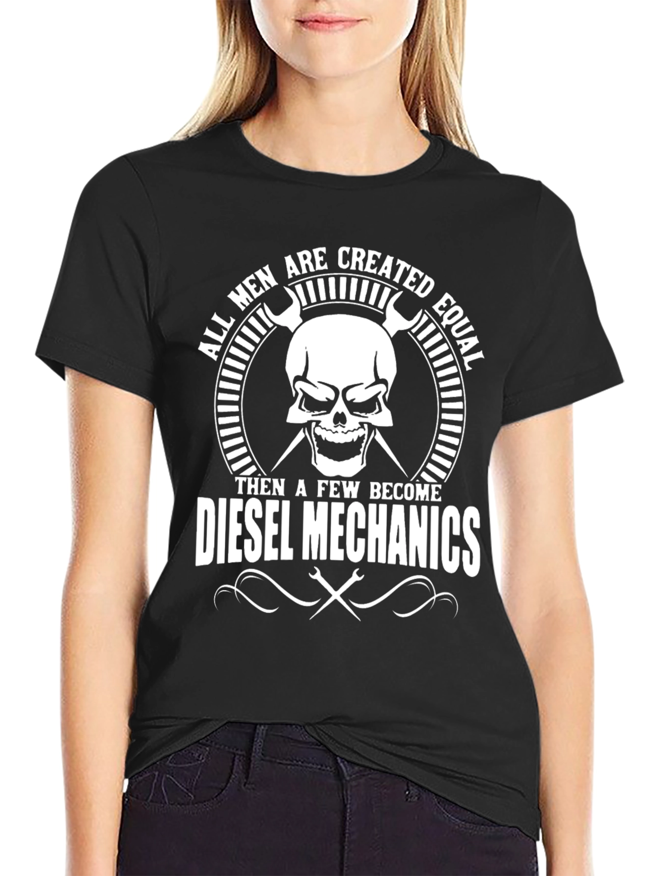 Diesel Mechanics Skull Graphic T-Shirt - Black