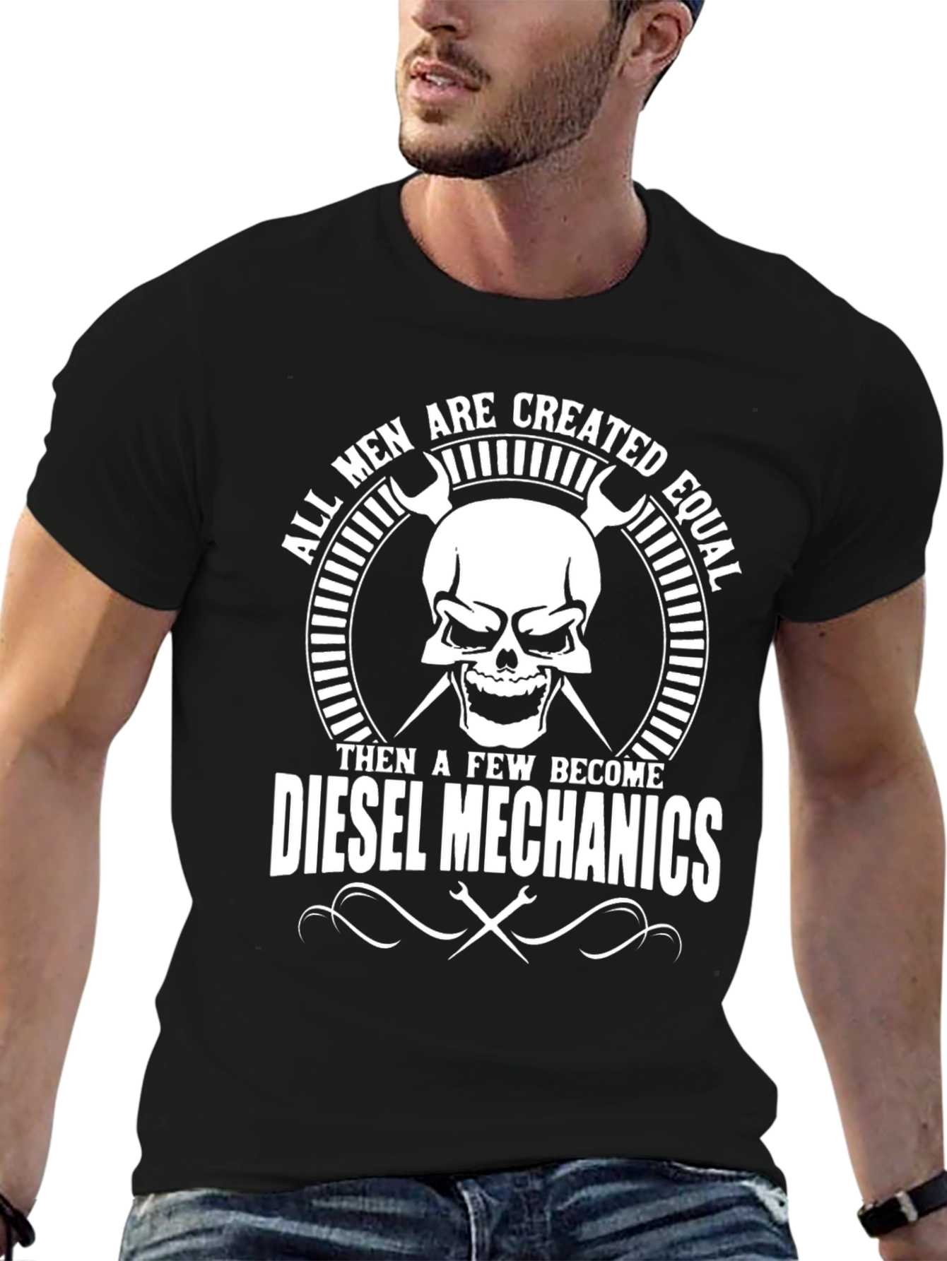 Diesel Mechanics Skull Graphic T-Shirt - Black