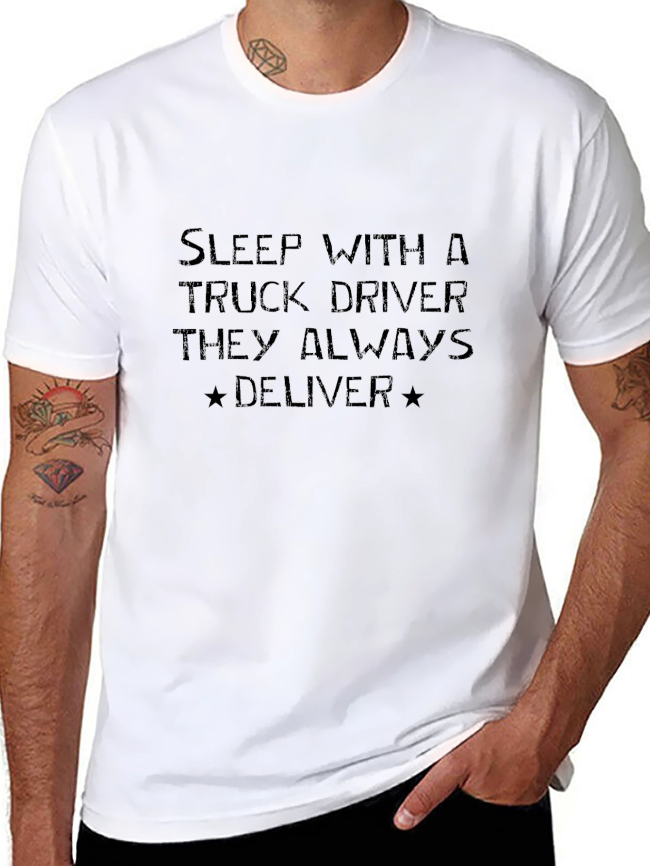 Sleep with Trucker Black T-Shirt Funny