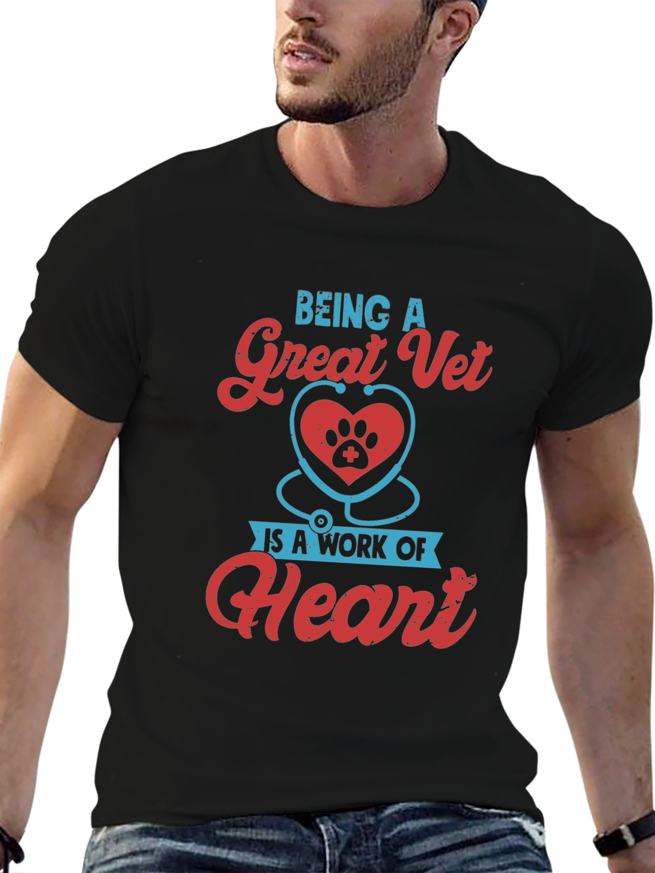 Great Vet Heart Paw T-Shirt - Veterinarian Gift