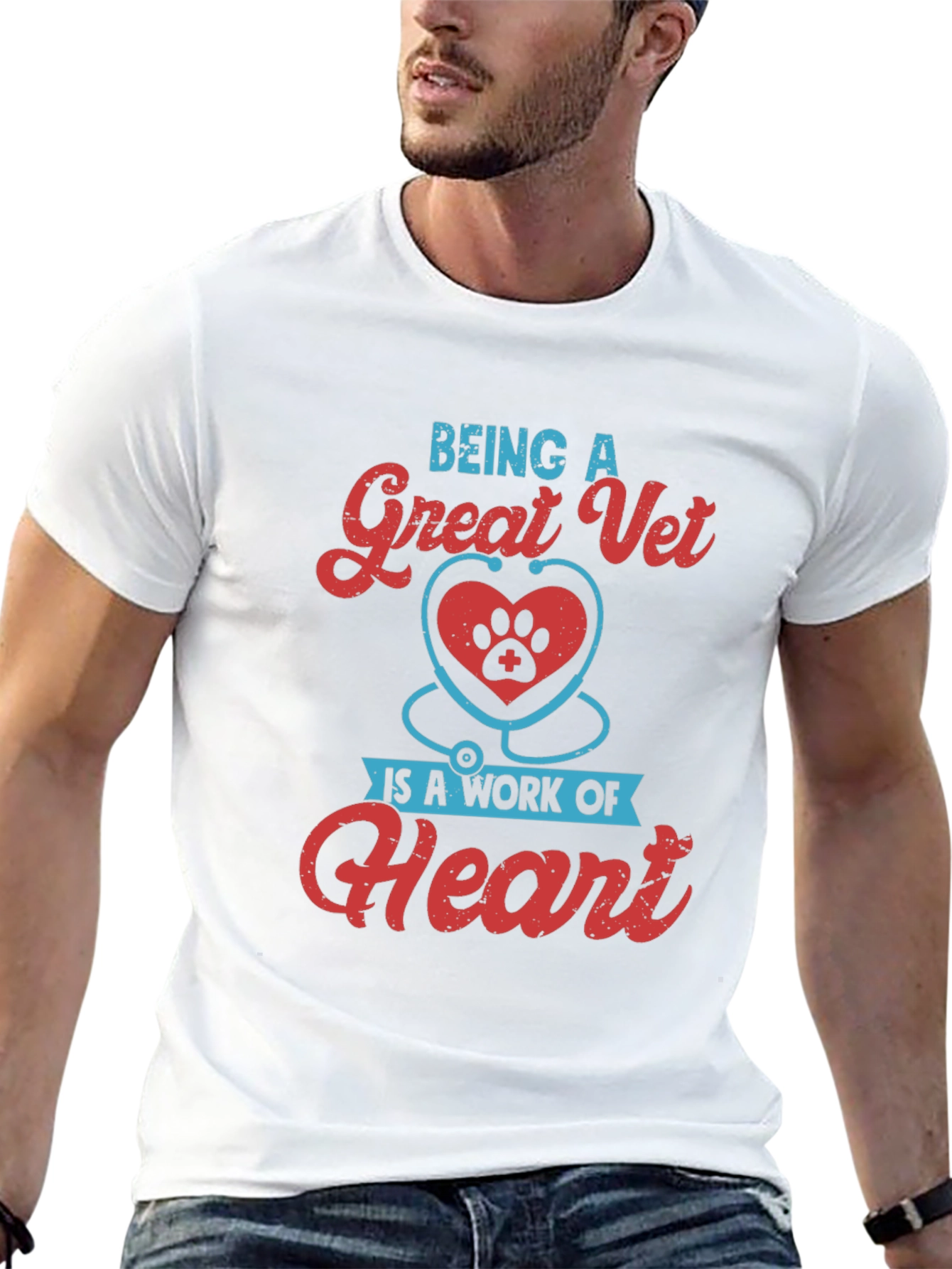 Great Vet Heart Paw T-Shirt - Veterinarian Gift