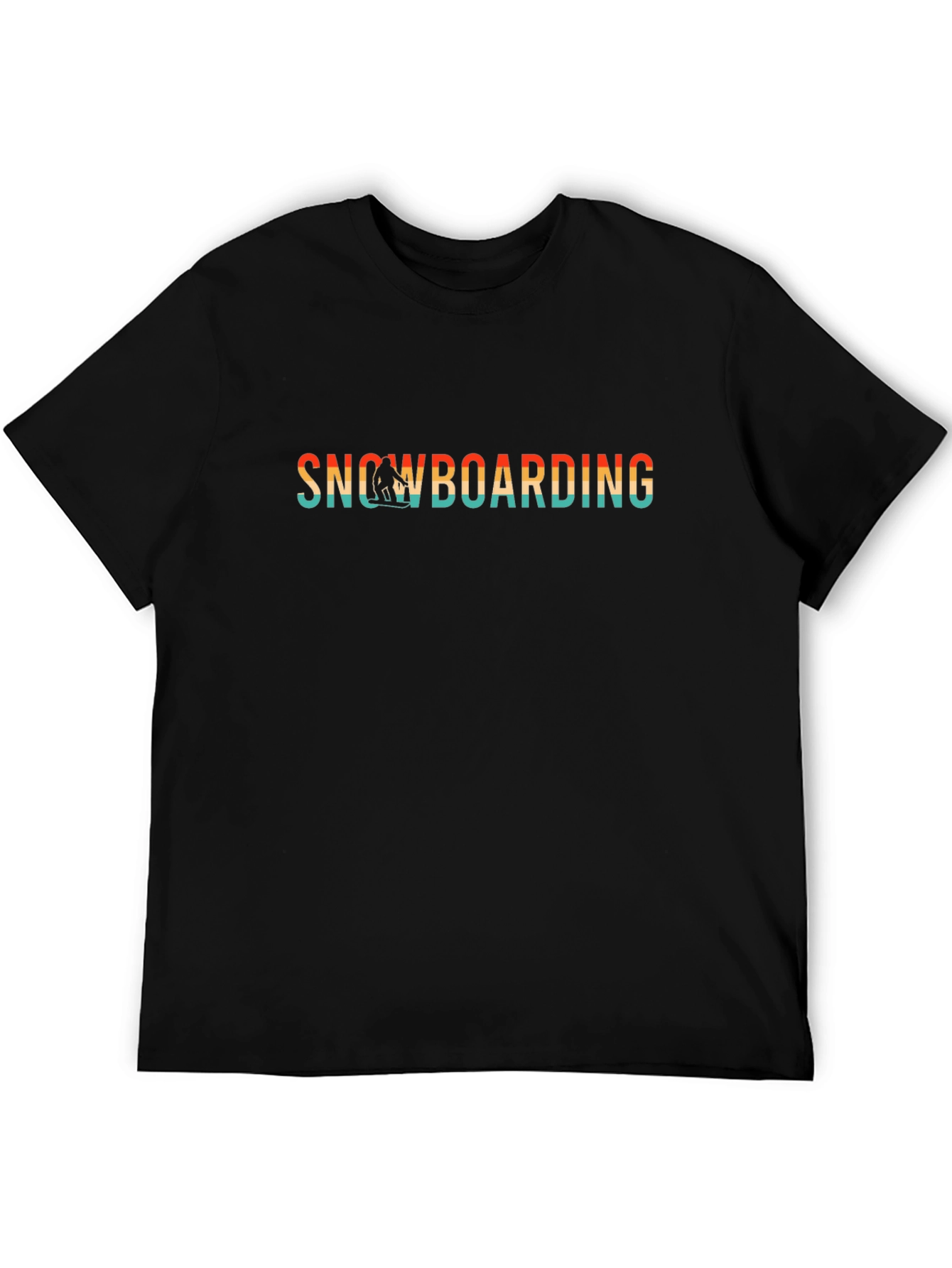 Retro Snowboarding Graphic Tee - Black Cotton Blend