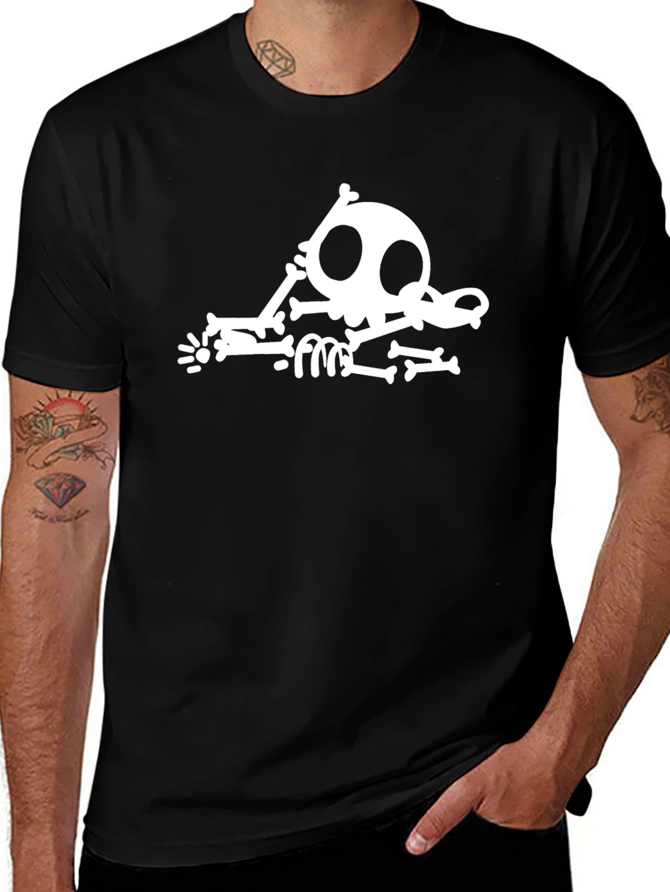 Funny Skeleton Black T-Shirt