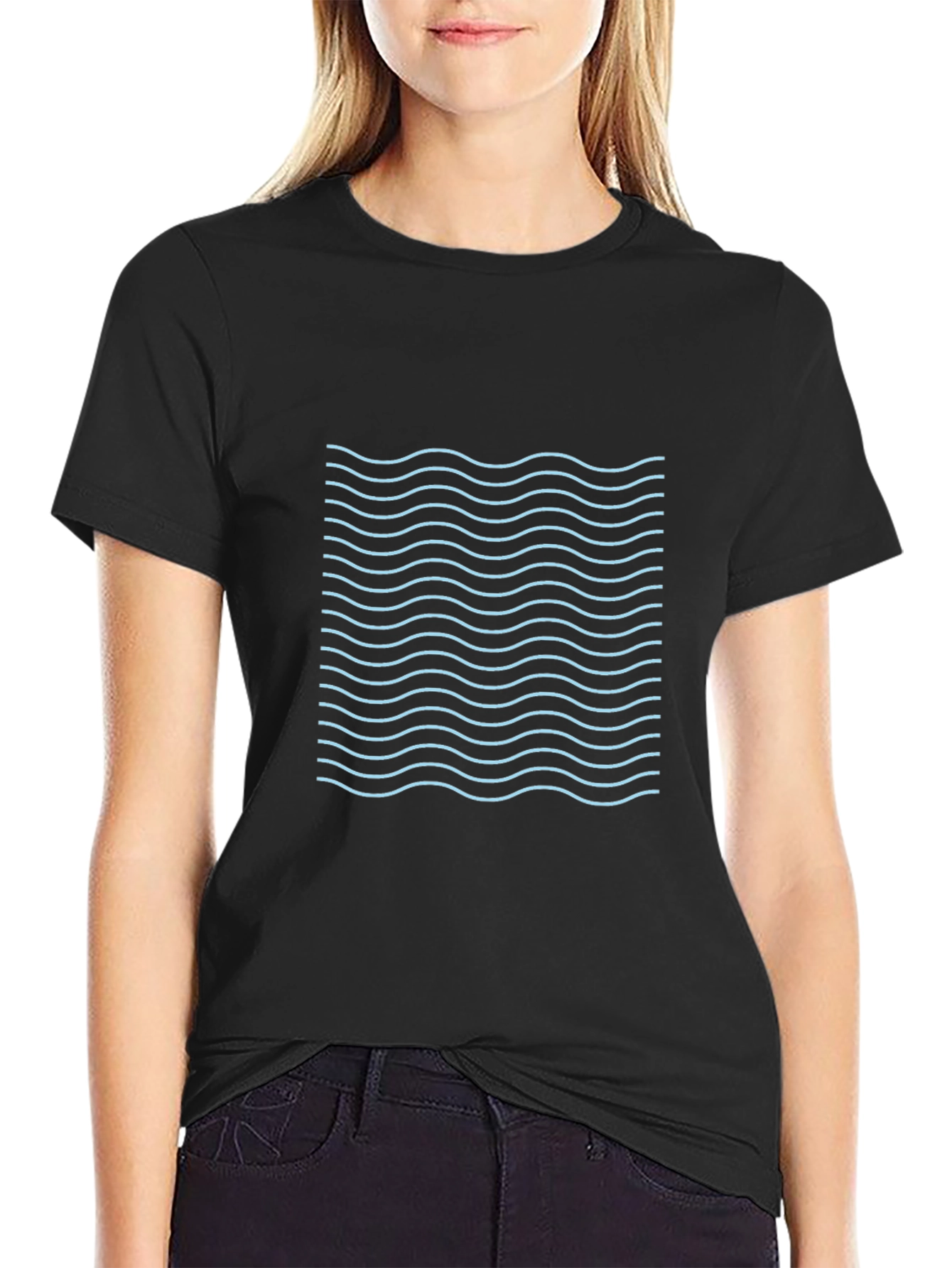 Wavy Line Graphic Tee - Cool Casual Style