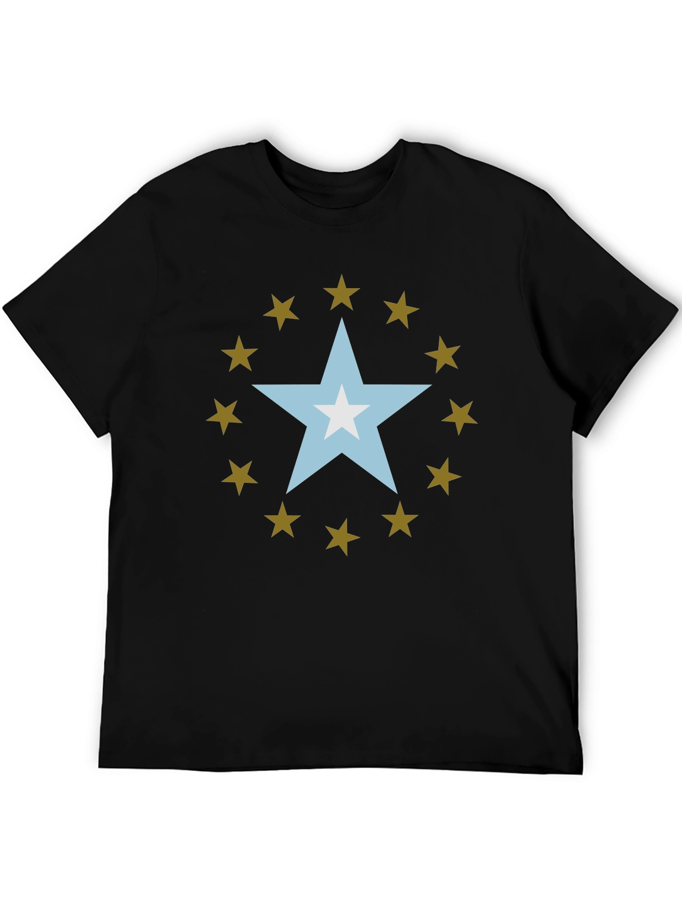 Star Design Black Cotton Tee