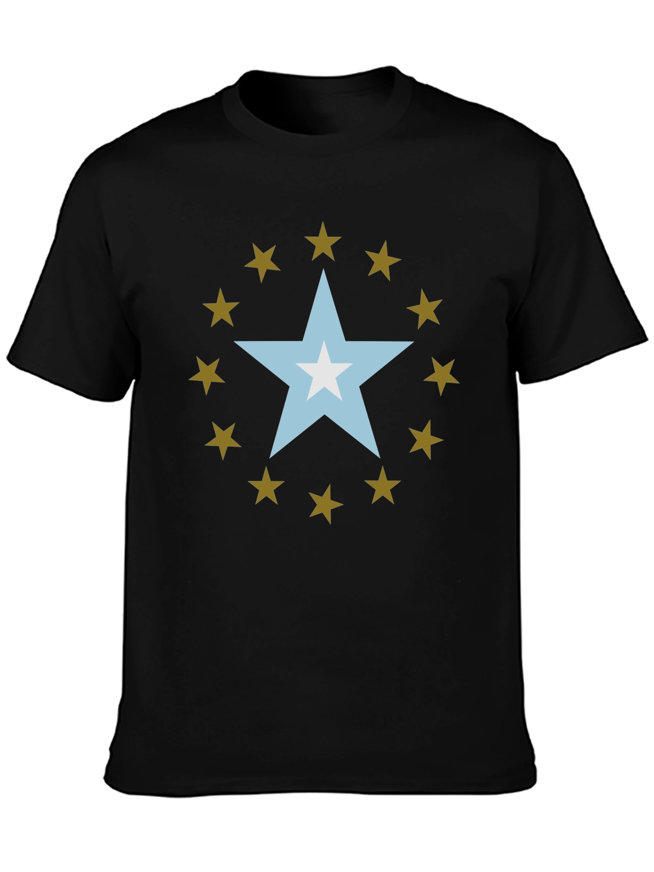 Star Design Black Cotton Tee