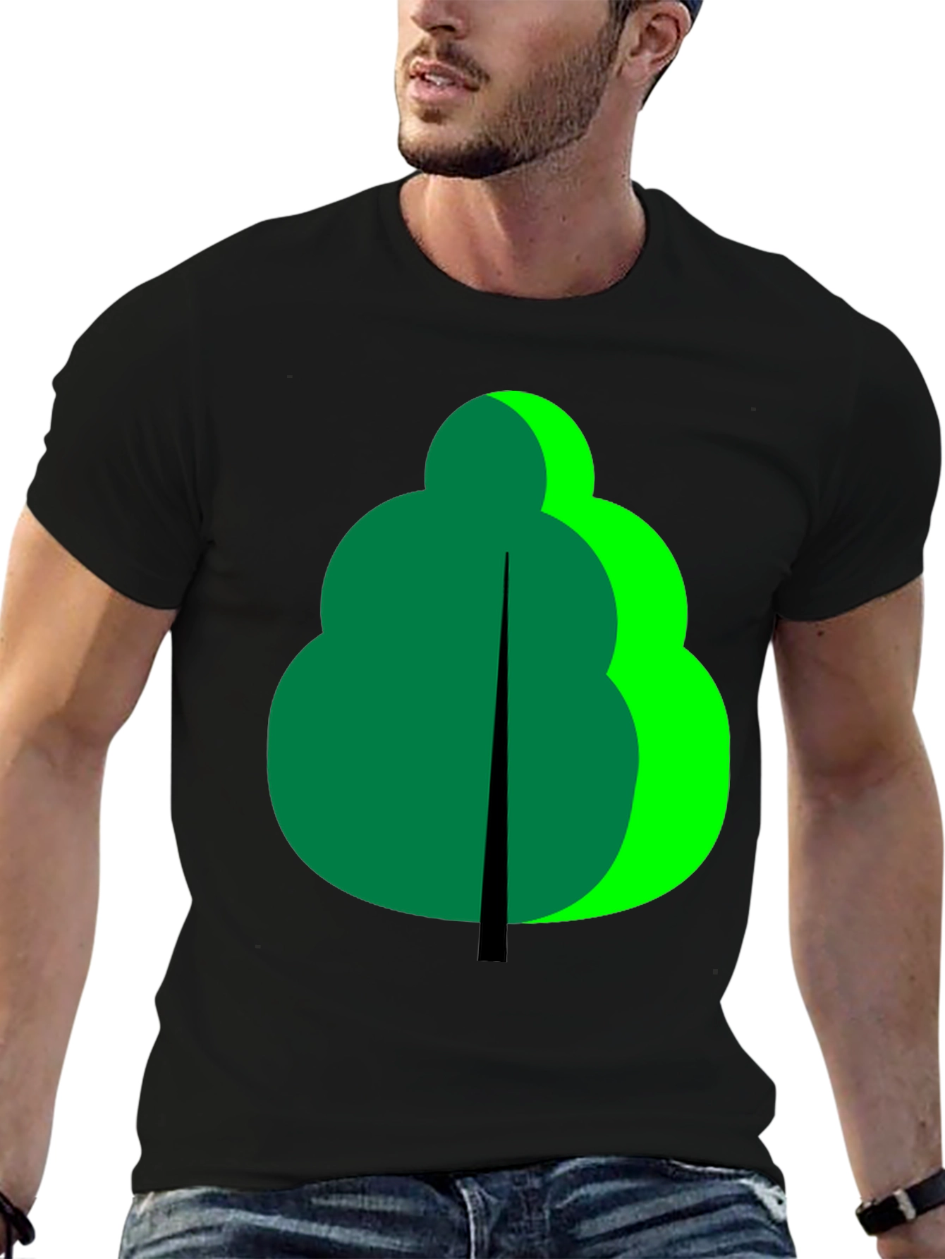 Abstract Tree Graphic Black T-Shirt