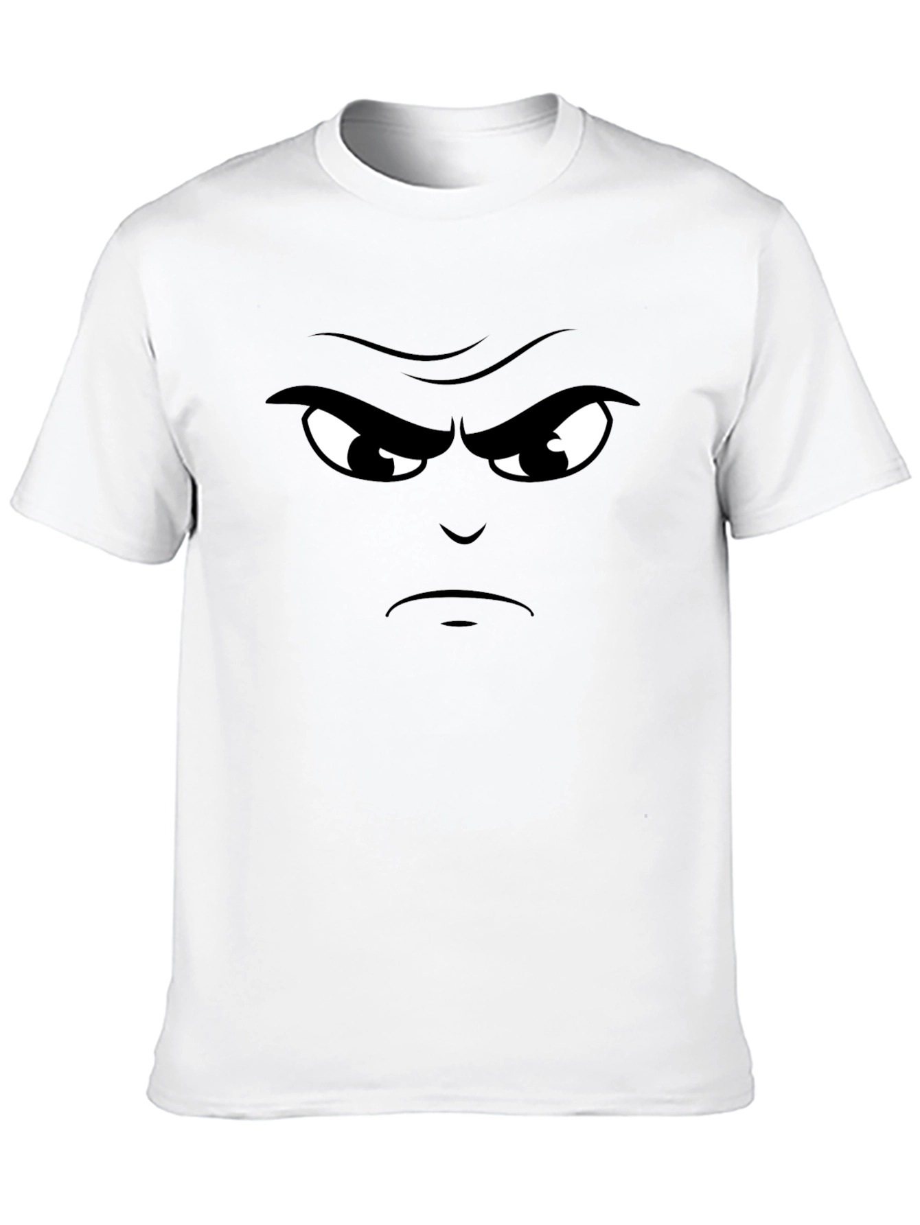 Angry Face Graphic Tee - Black Cotton T-Shirt
