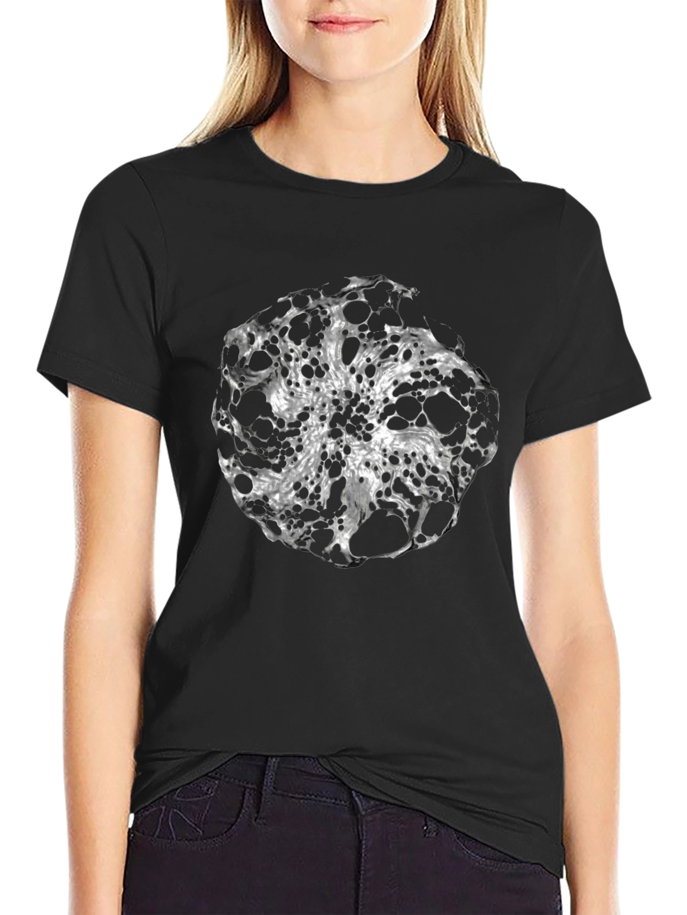 Abstract Sphere Graphic Black T-Shirt
