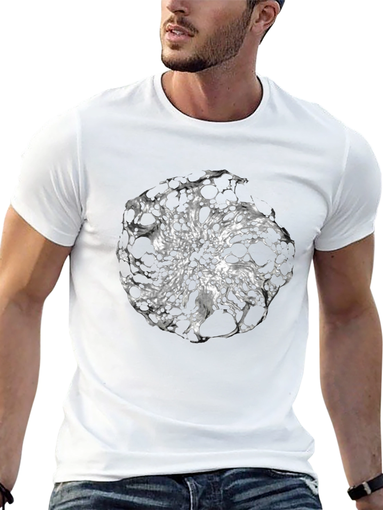 Abstract Sphere Graphic Black T-Shirt