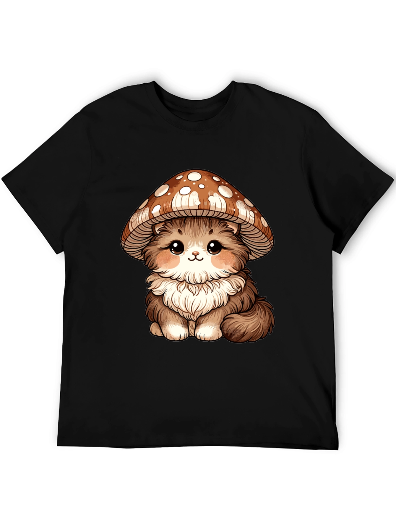 Mushroom Kitty Tee - Adorable Cartoon T-Shirt