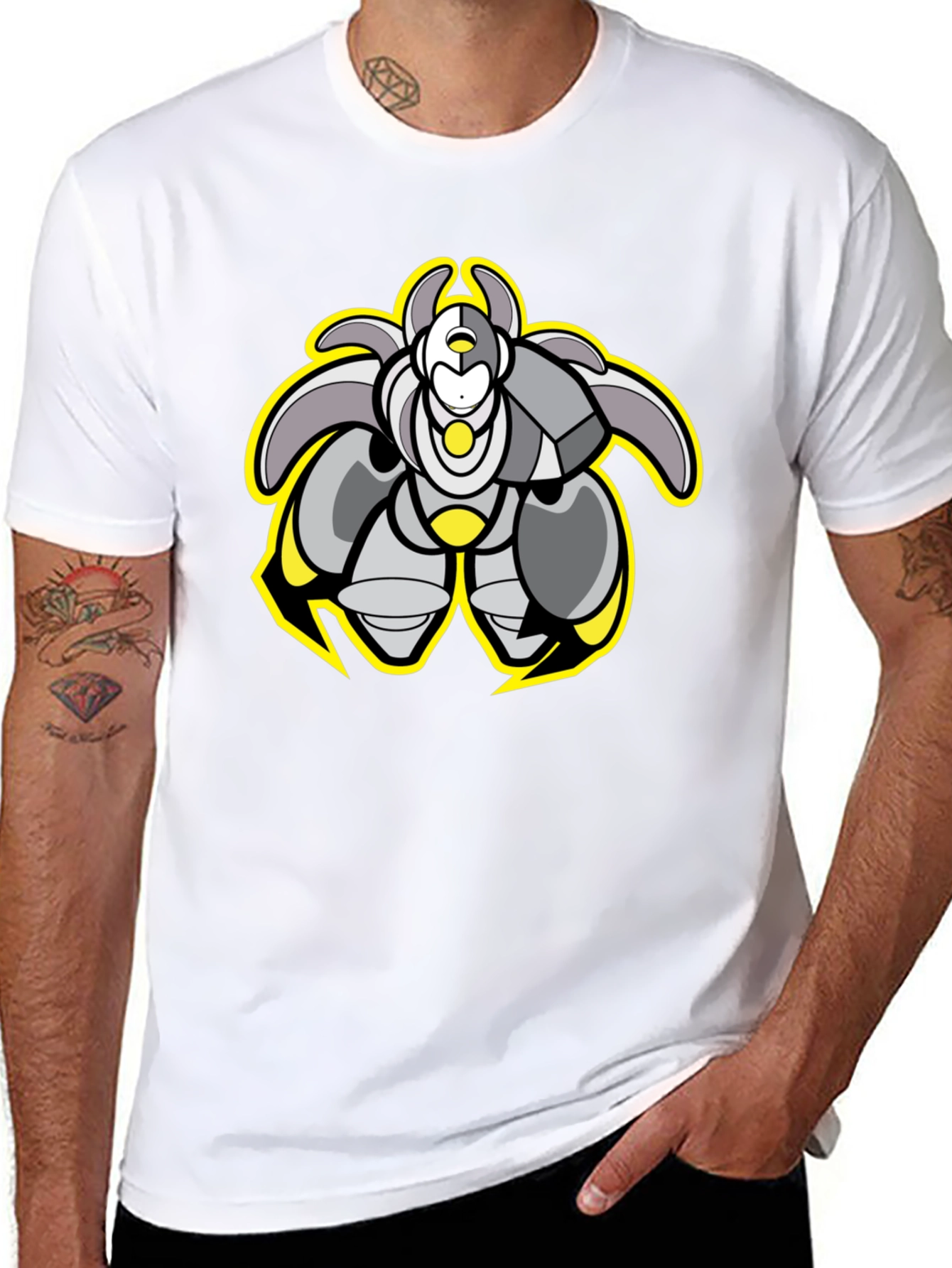 Cool Robot Graphic Black Tee