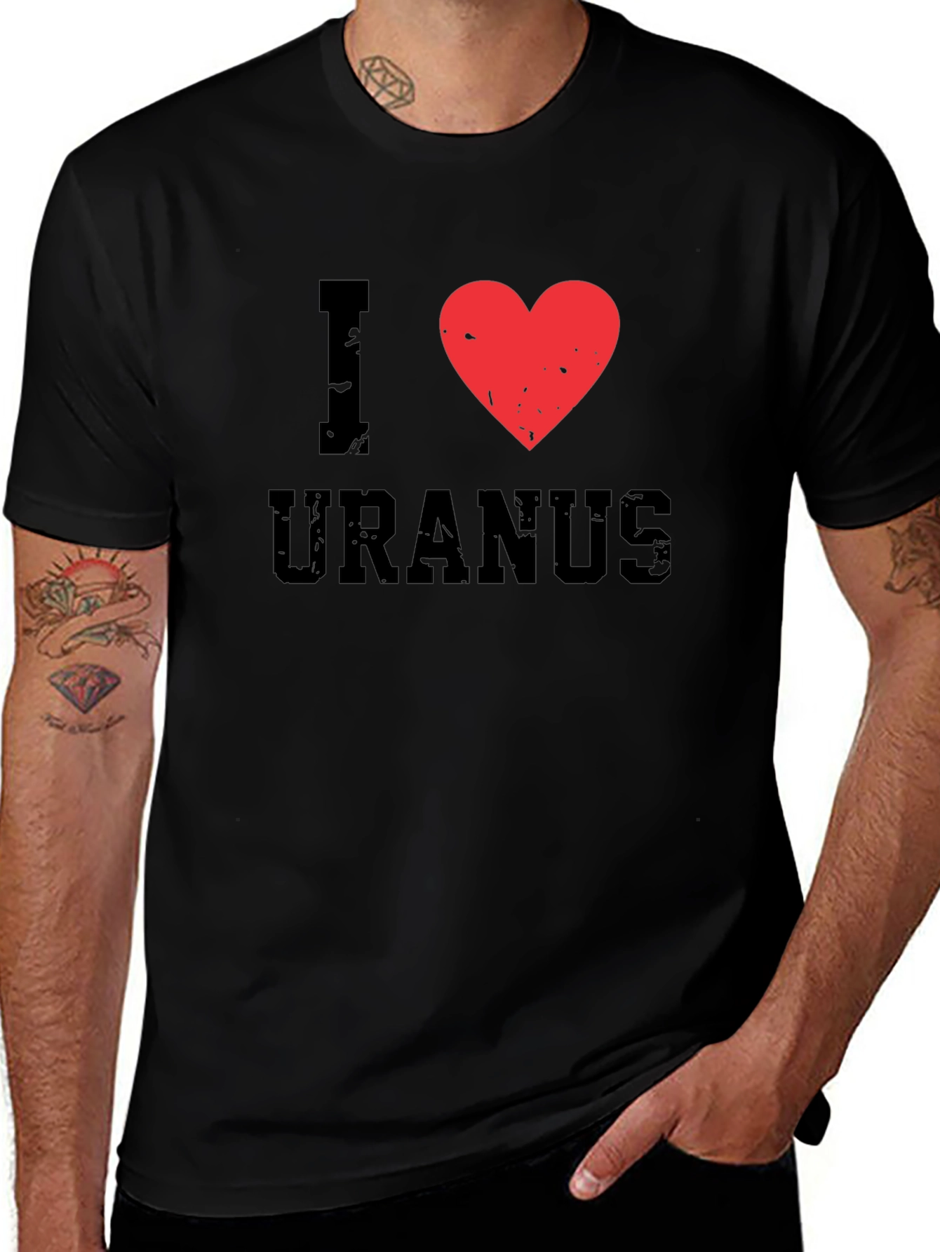 I Heart Uranus Black Cotton T-Shirt