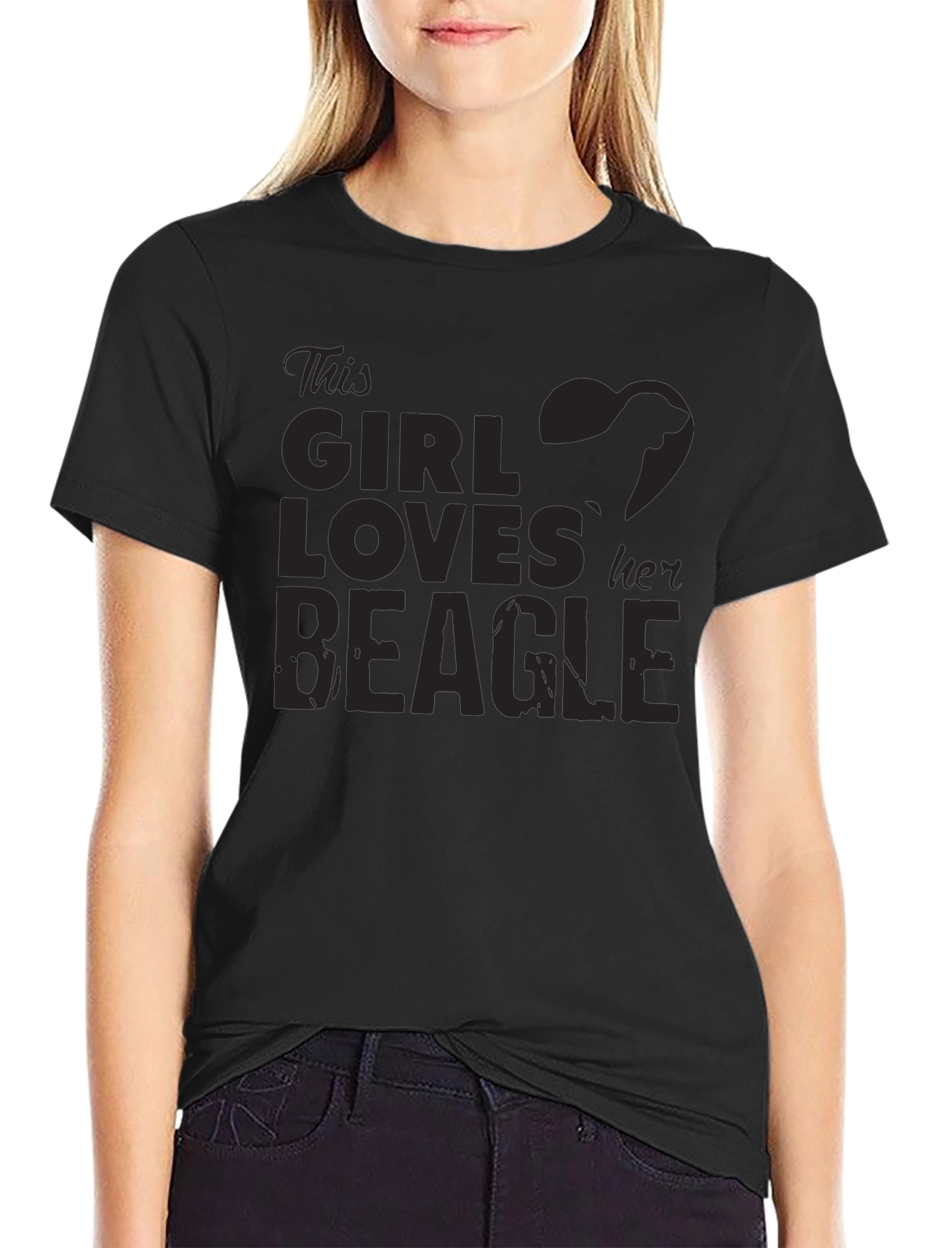 Girl Loves Beagle T-Shirt - Black Dog Lover Tee