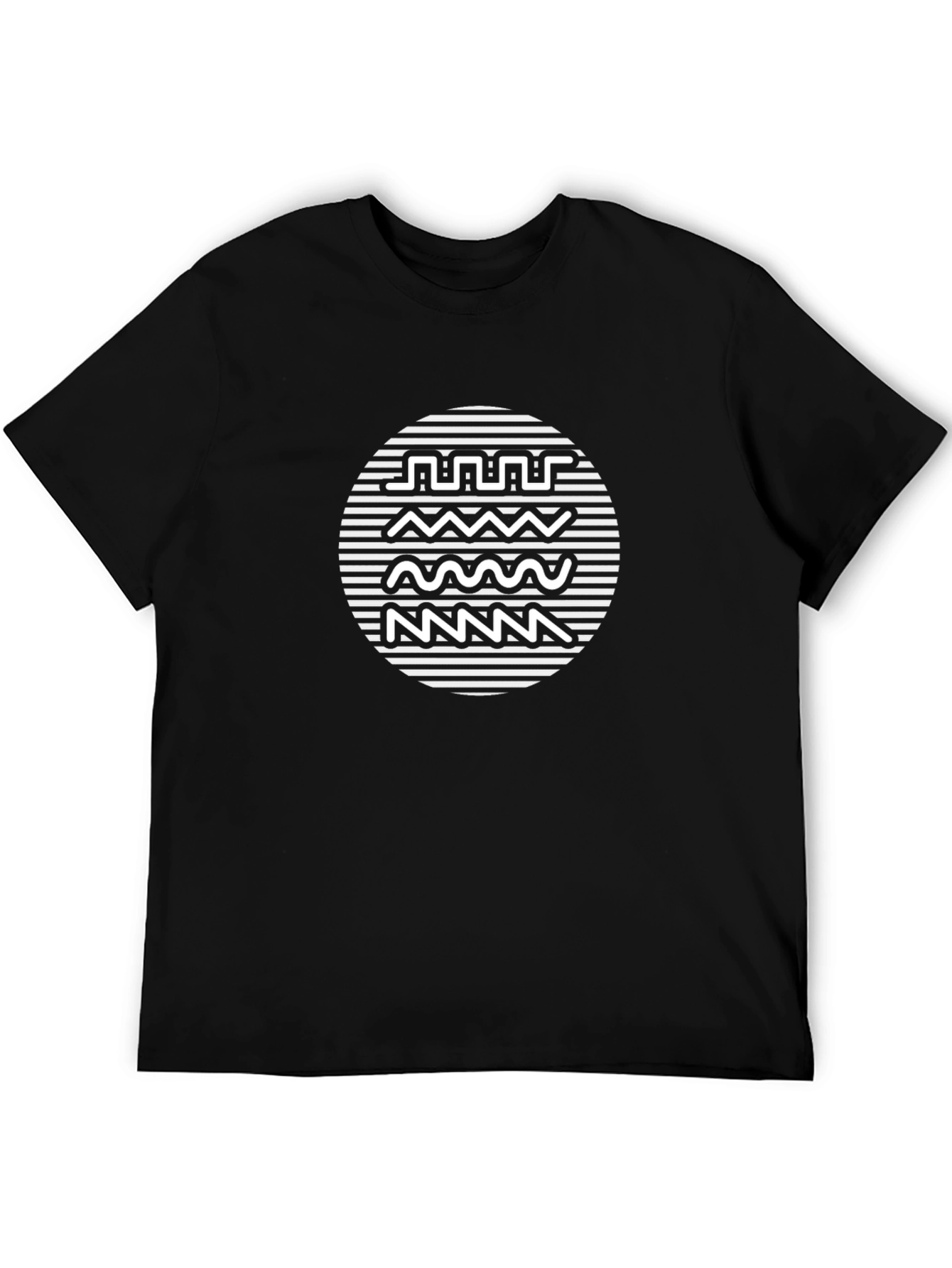 Black T-Shirt with Abstract Wave Graphic