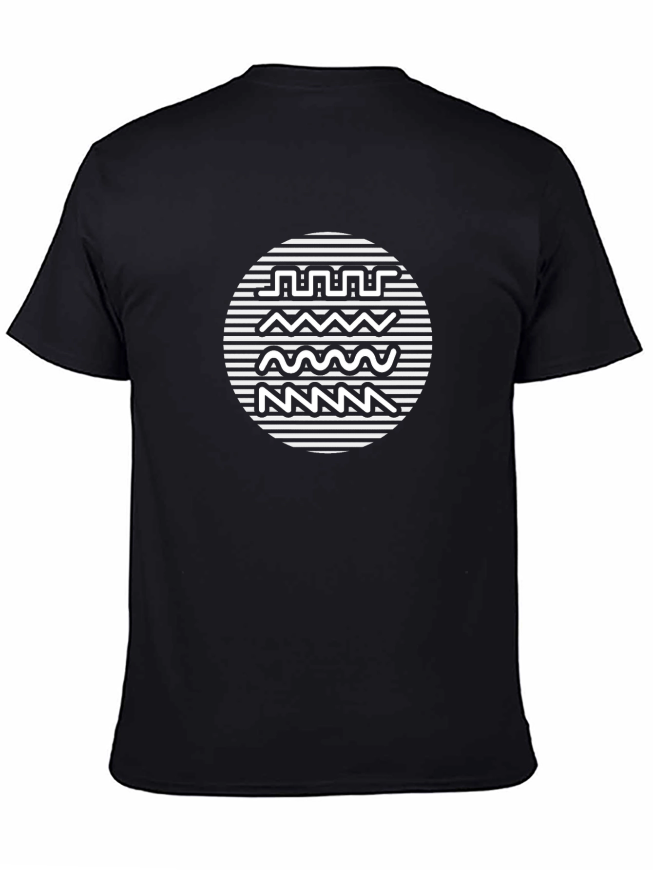 Black T-Shirt with Abstract Wave Graphic